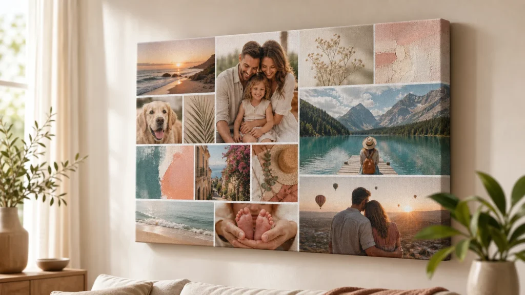 Example AI-generated collage artwork for canvas printing