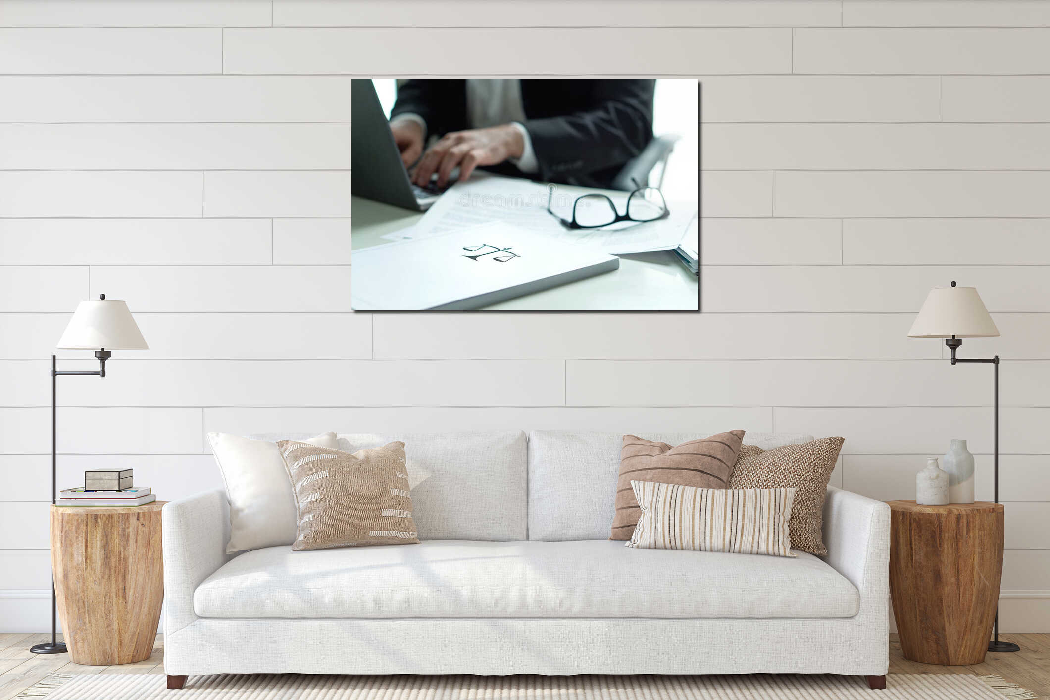 Canvas hanging interior mockup