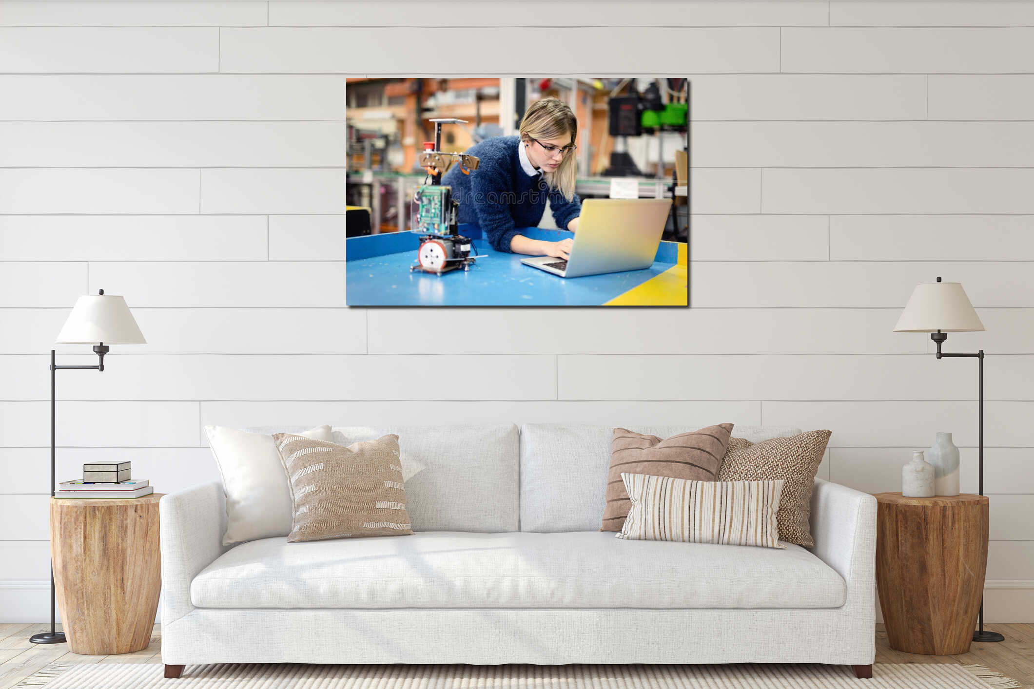Canvas hanging interior mockup