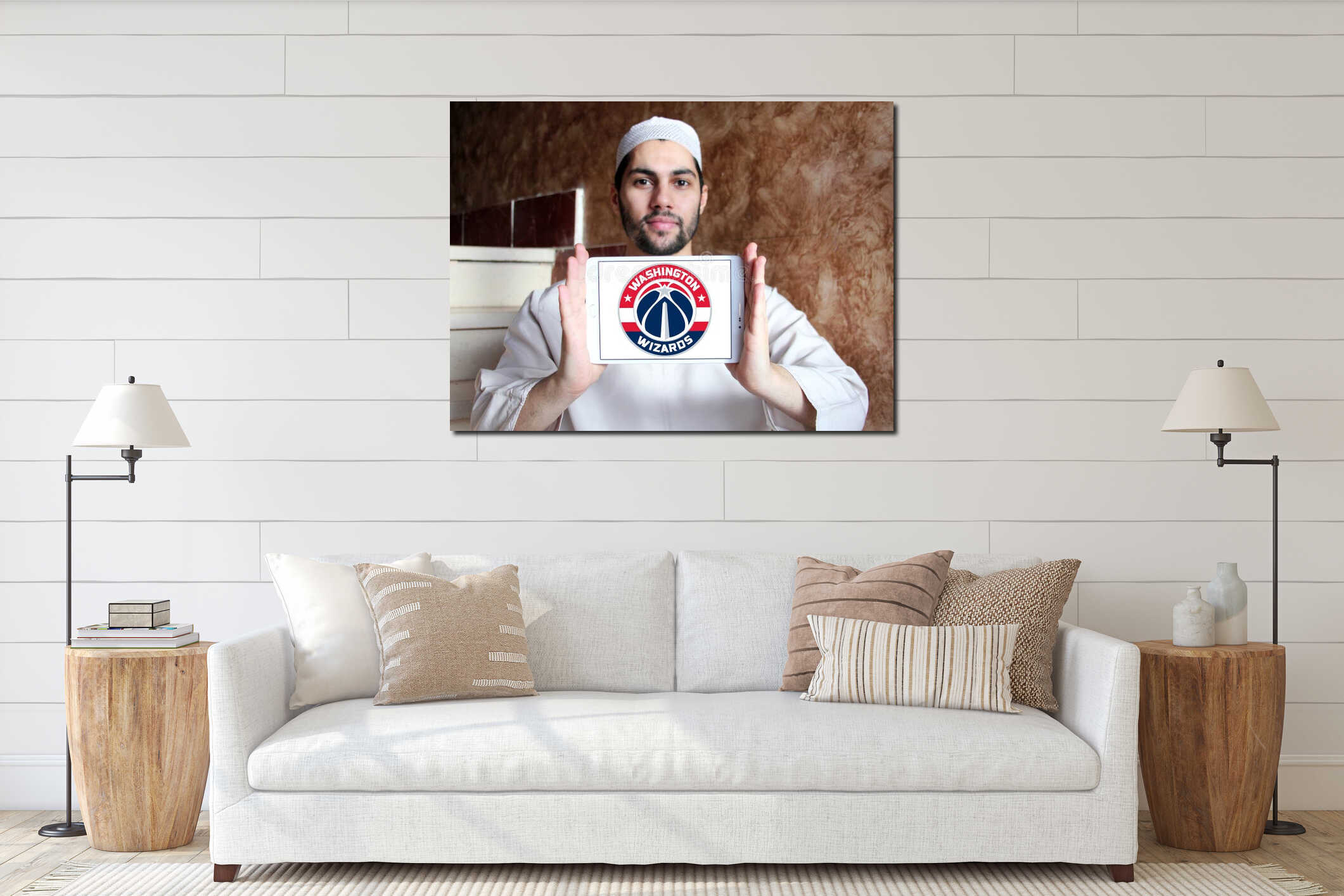 Canvas hanging interior mockup