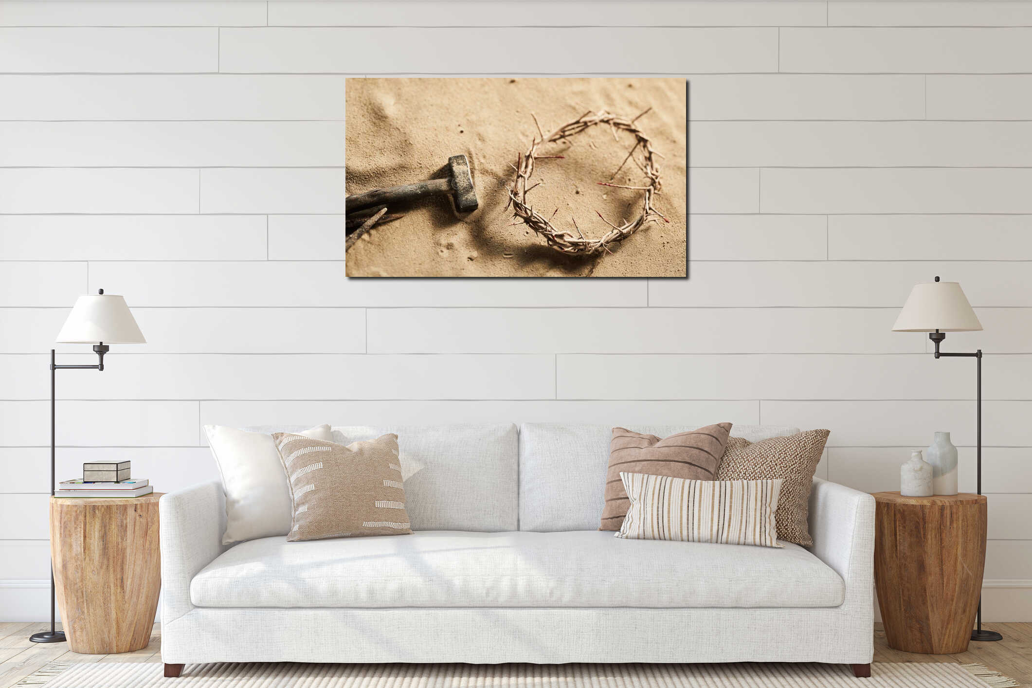 Canvas hanging interior mockup