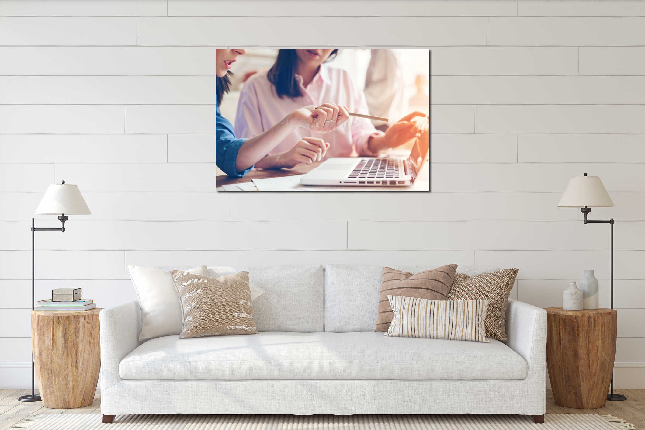 Canvas hanging interior mockup