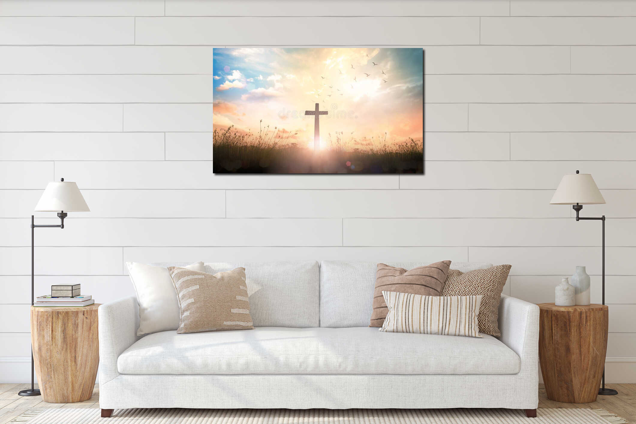 Canvas hanging interior mockup