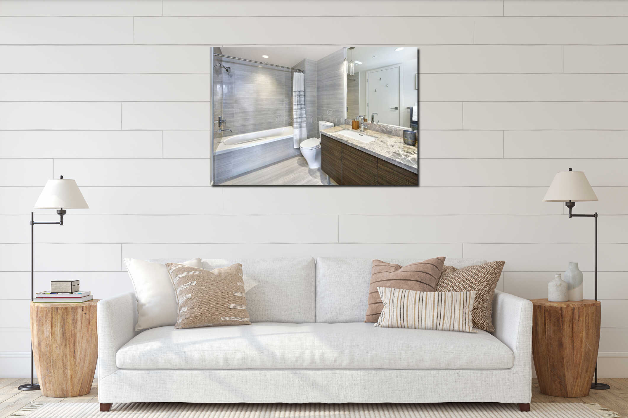 Canvas hanging interior mockup