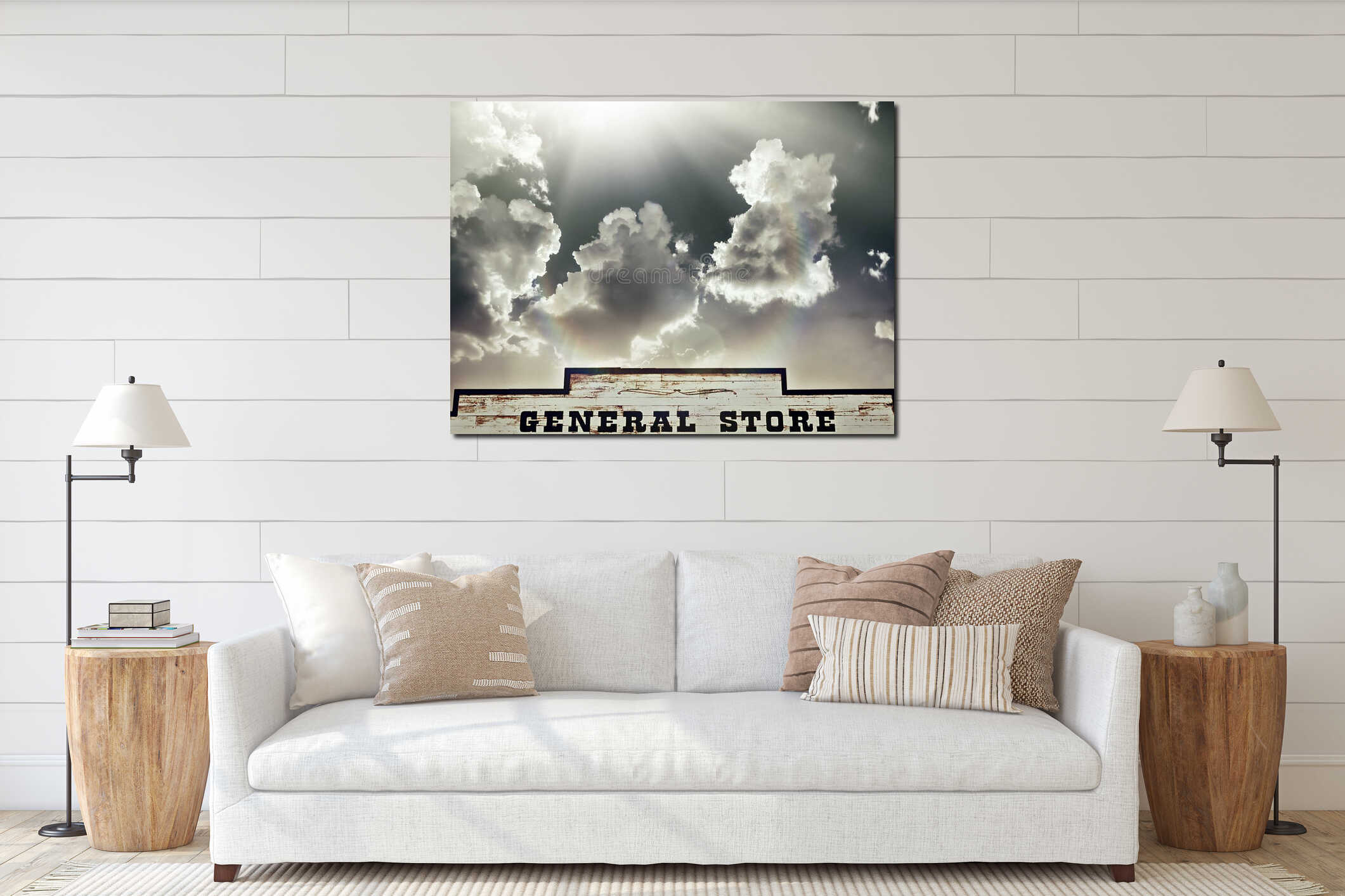 Canvas hanging interior mockup