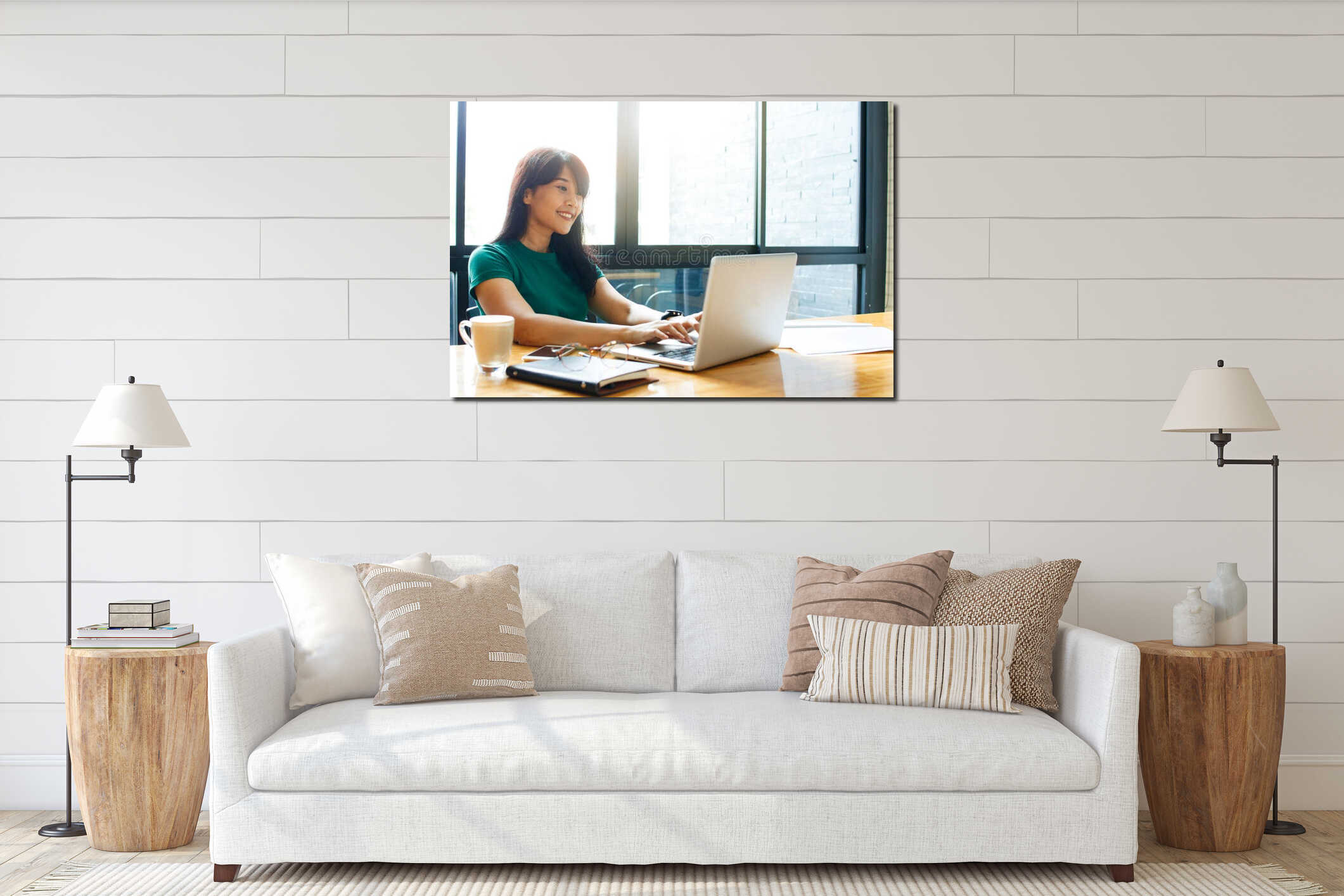 Canvas hanging interior mockup
