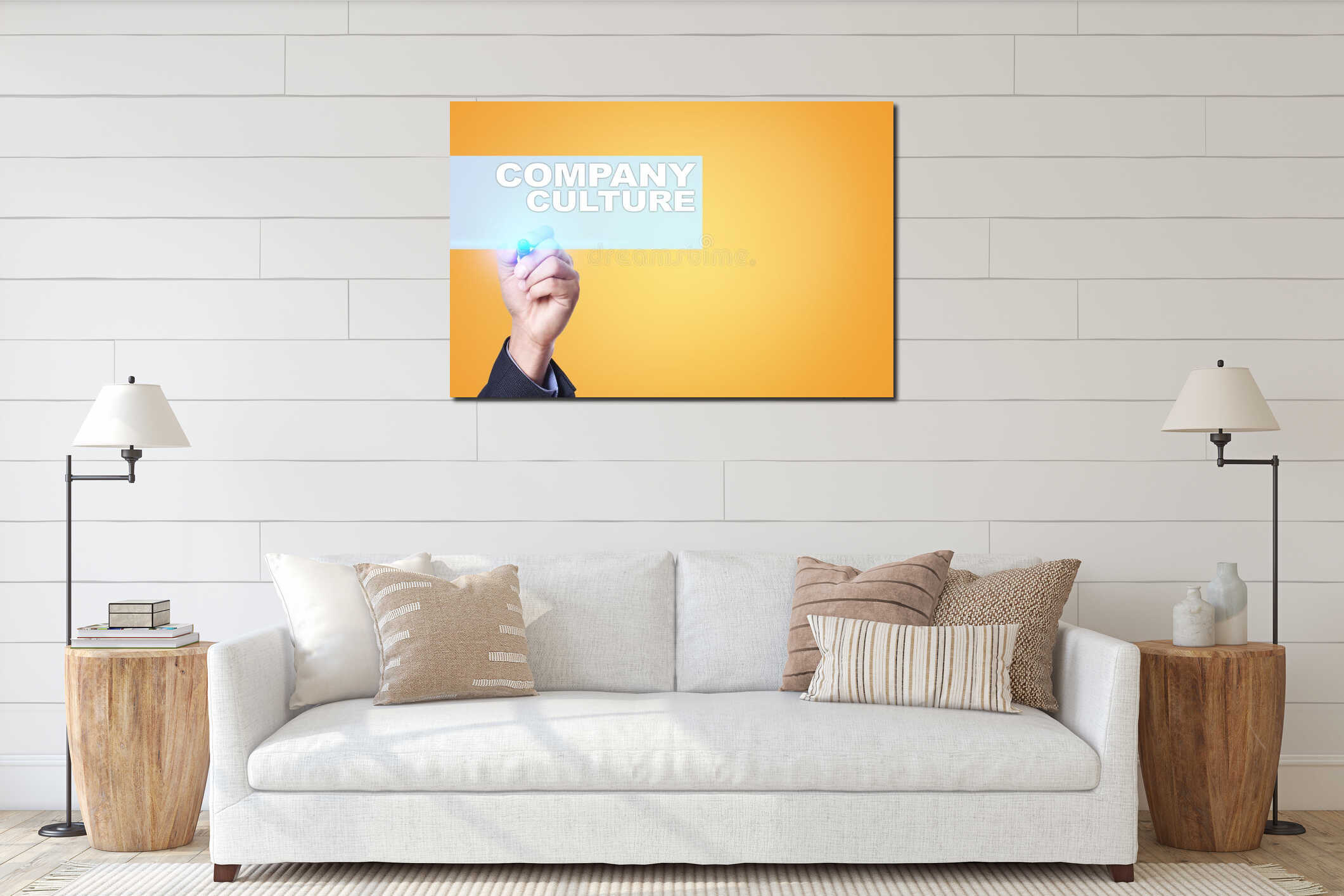 Canvas hanging interior mockup