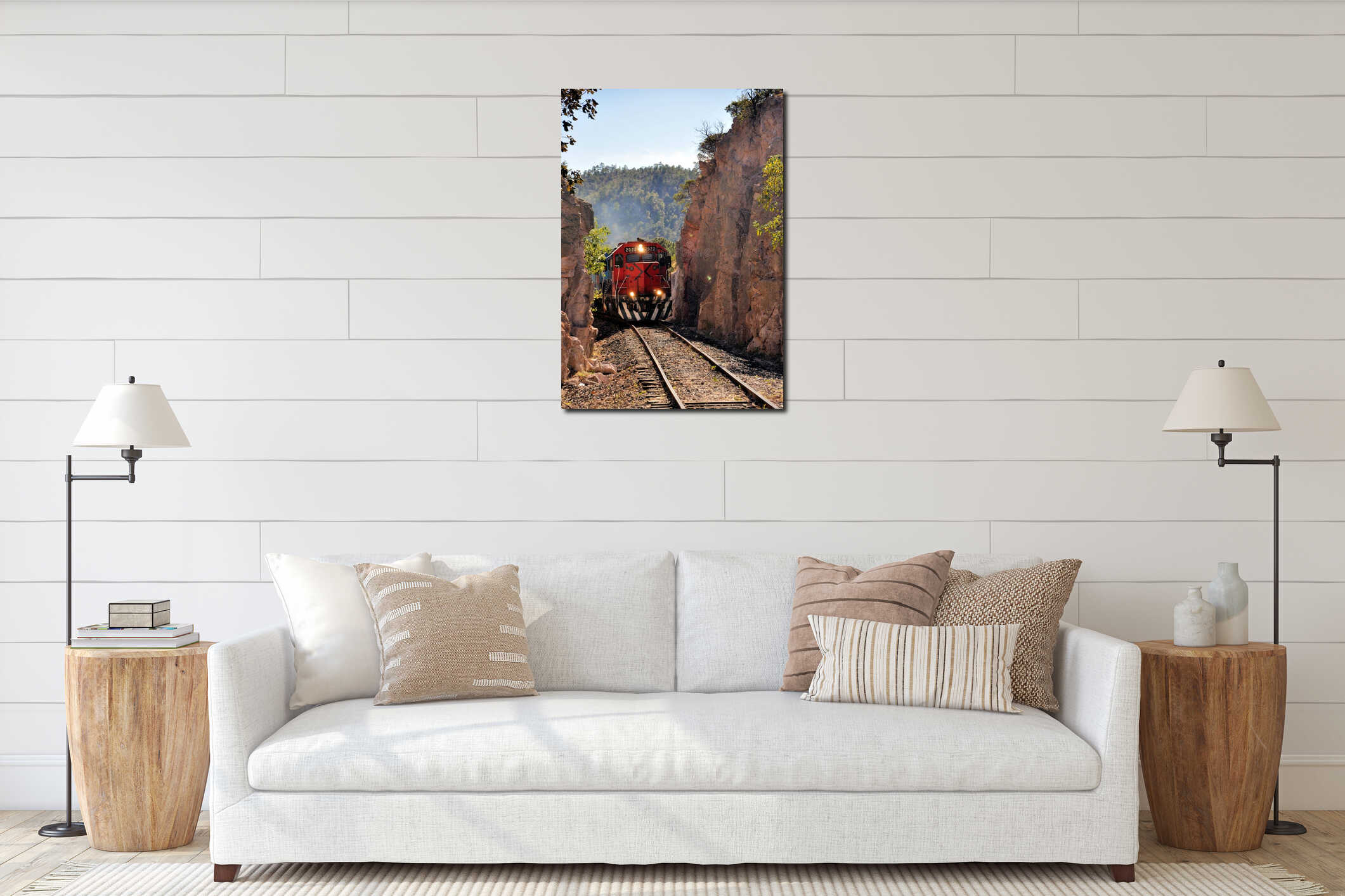 Canvas hanging interior mockup