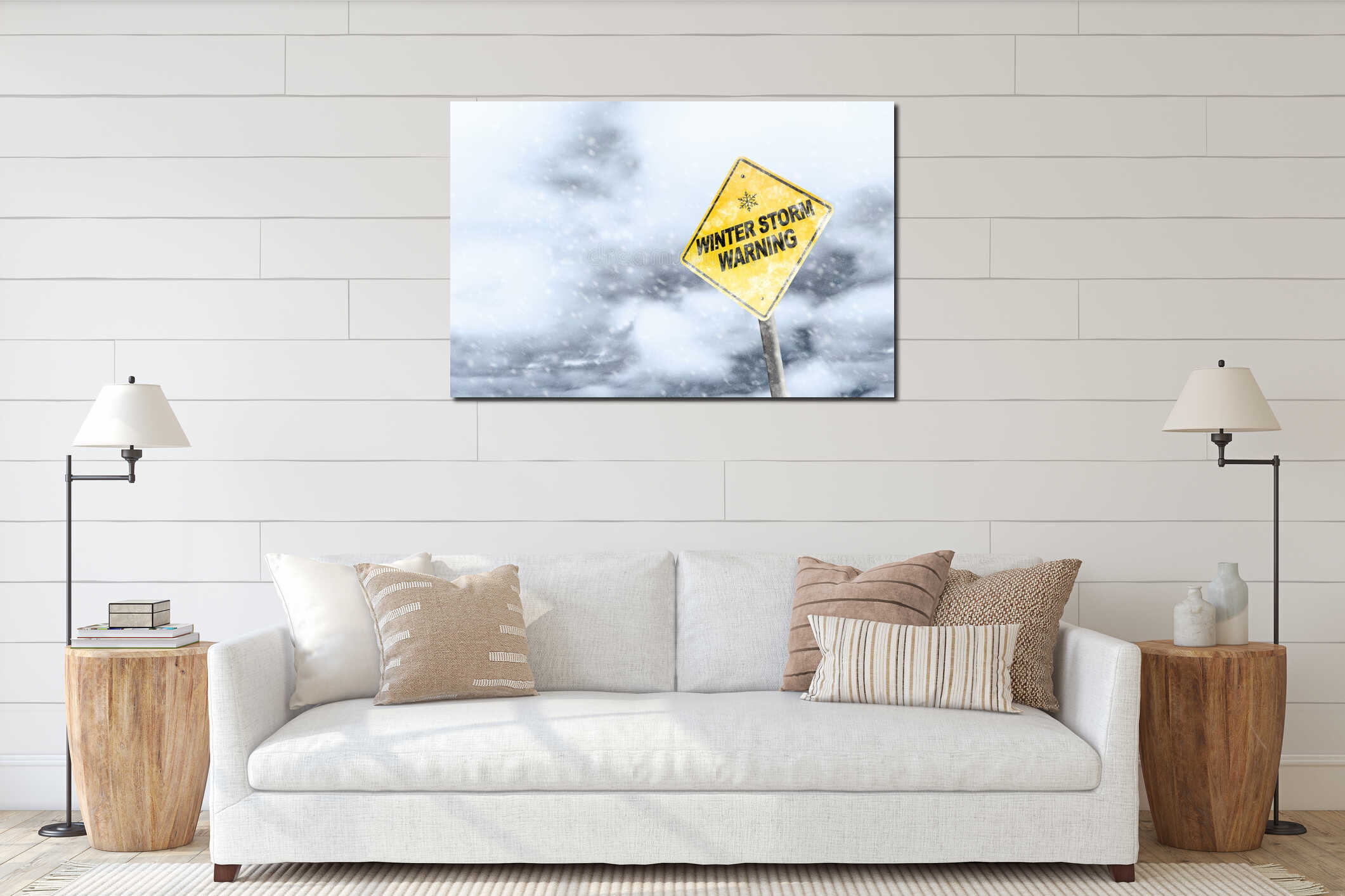Canvas hanging interior mockup