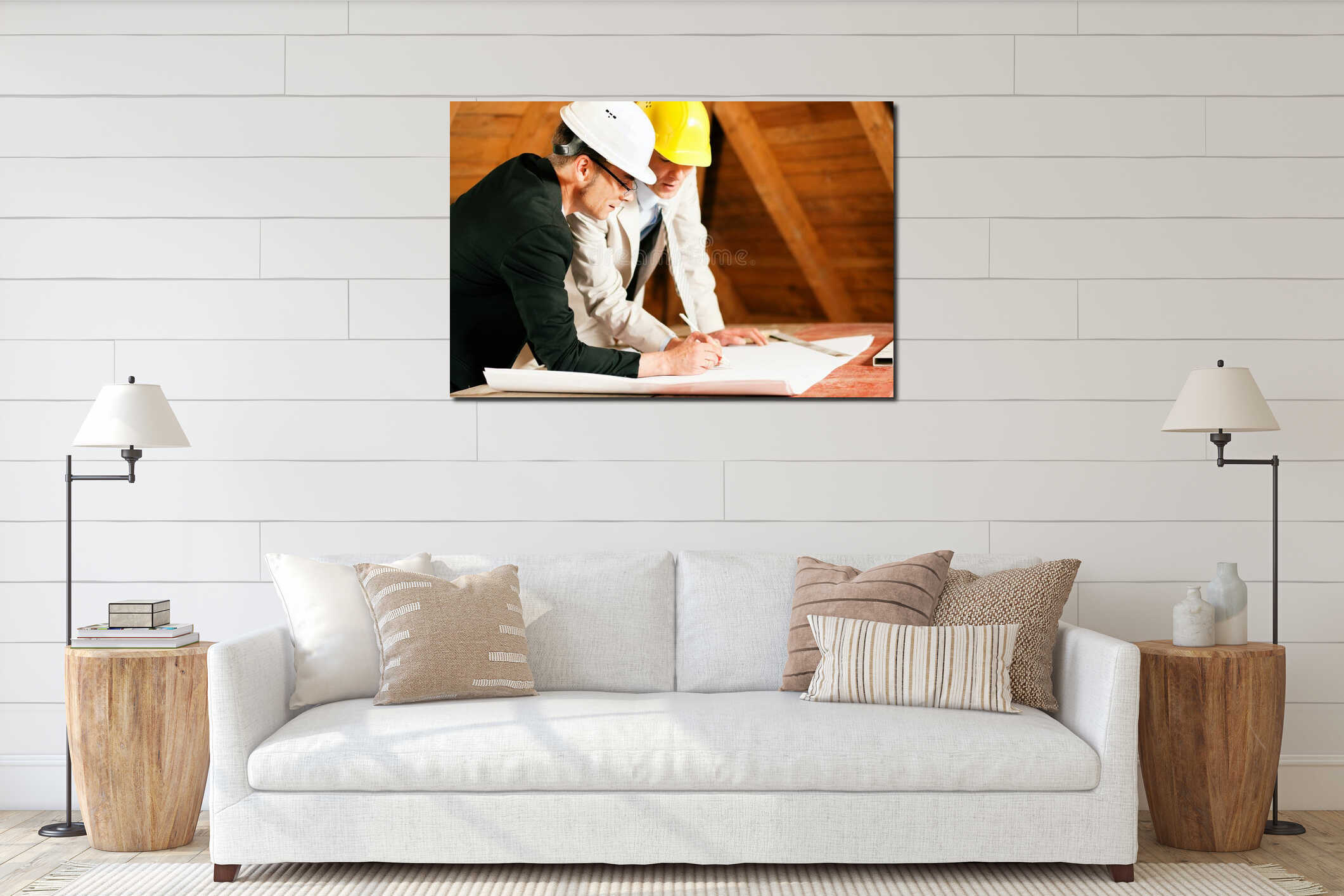 Canvas hanging interior mockup