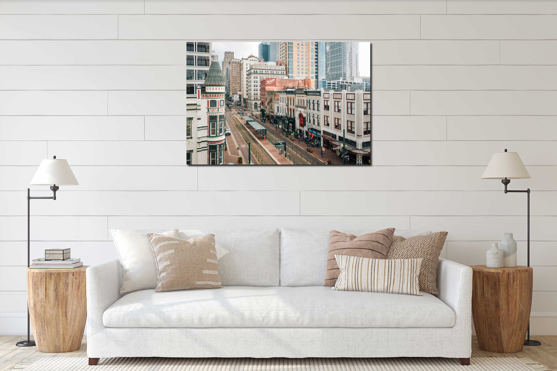 Canvas hanging interior mockup