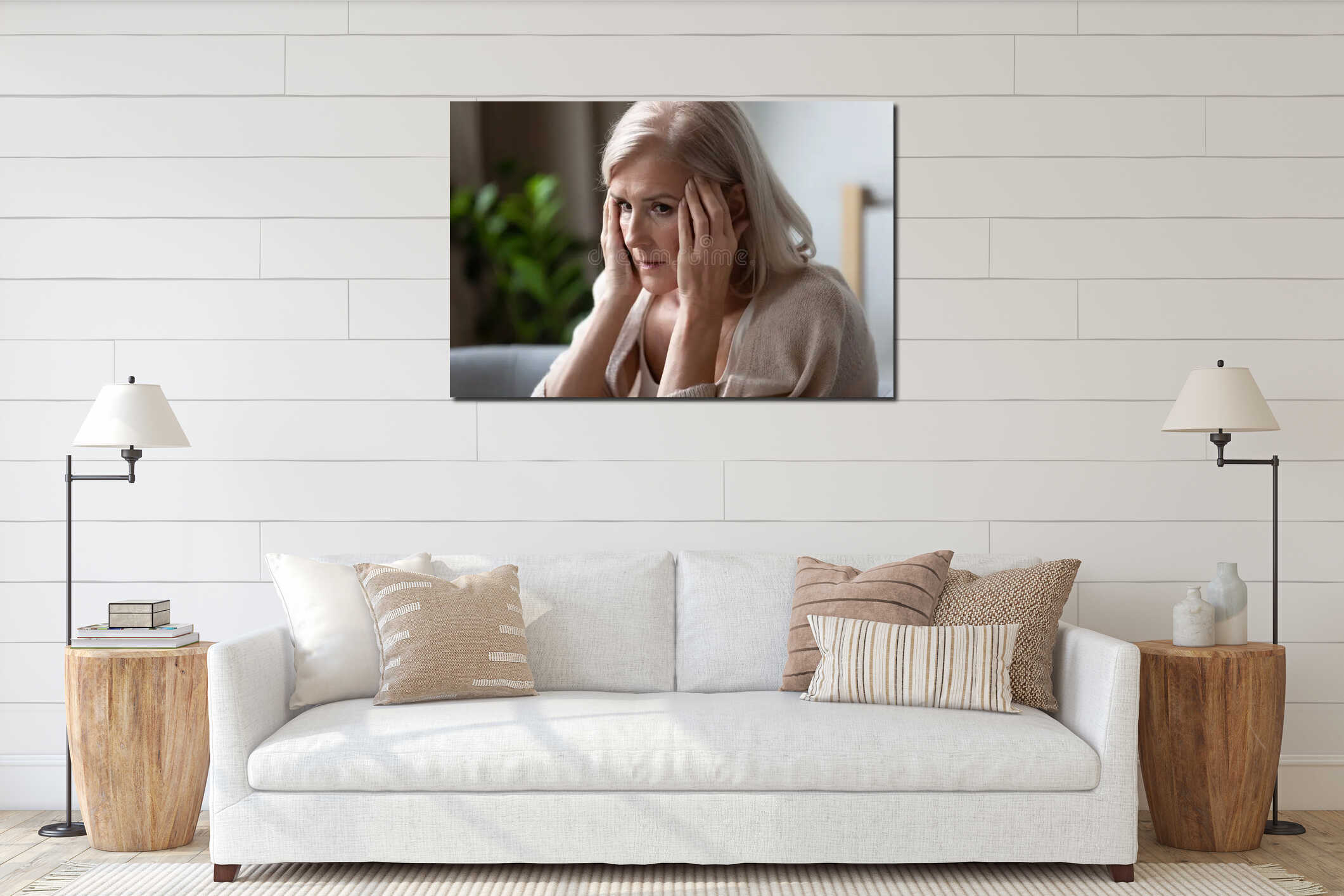 Canvas hanging interior mockup
