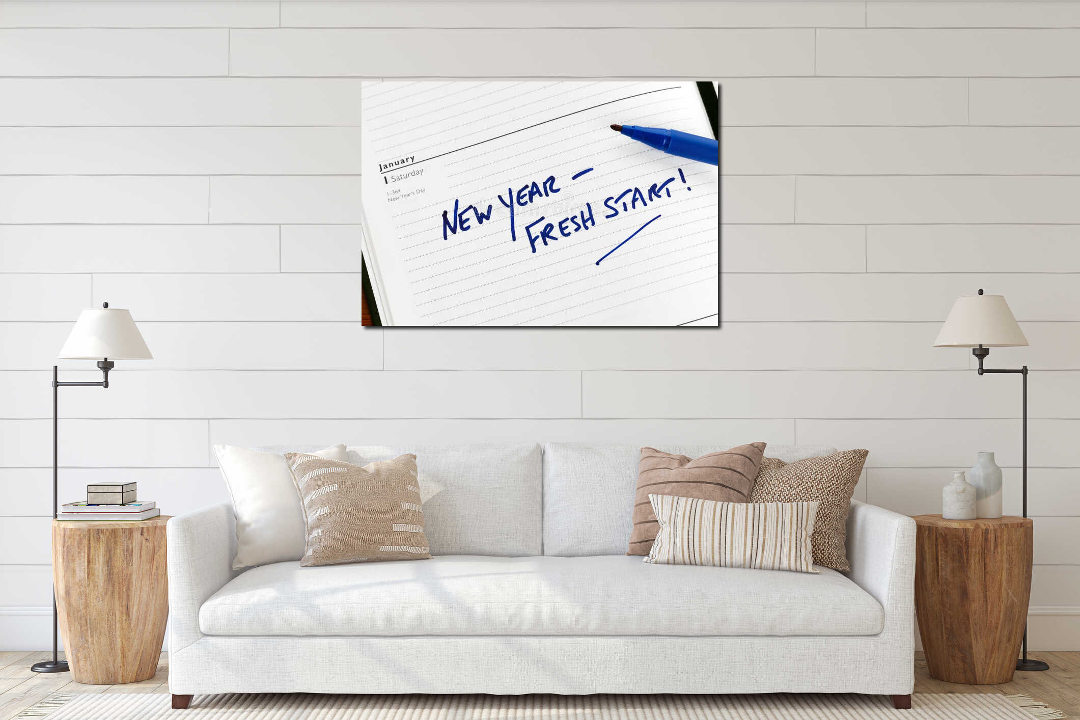 Canvas hanging interior mockup