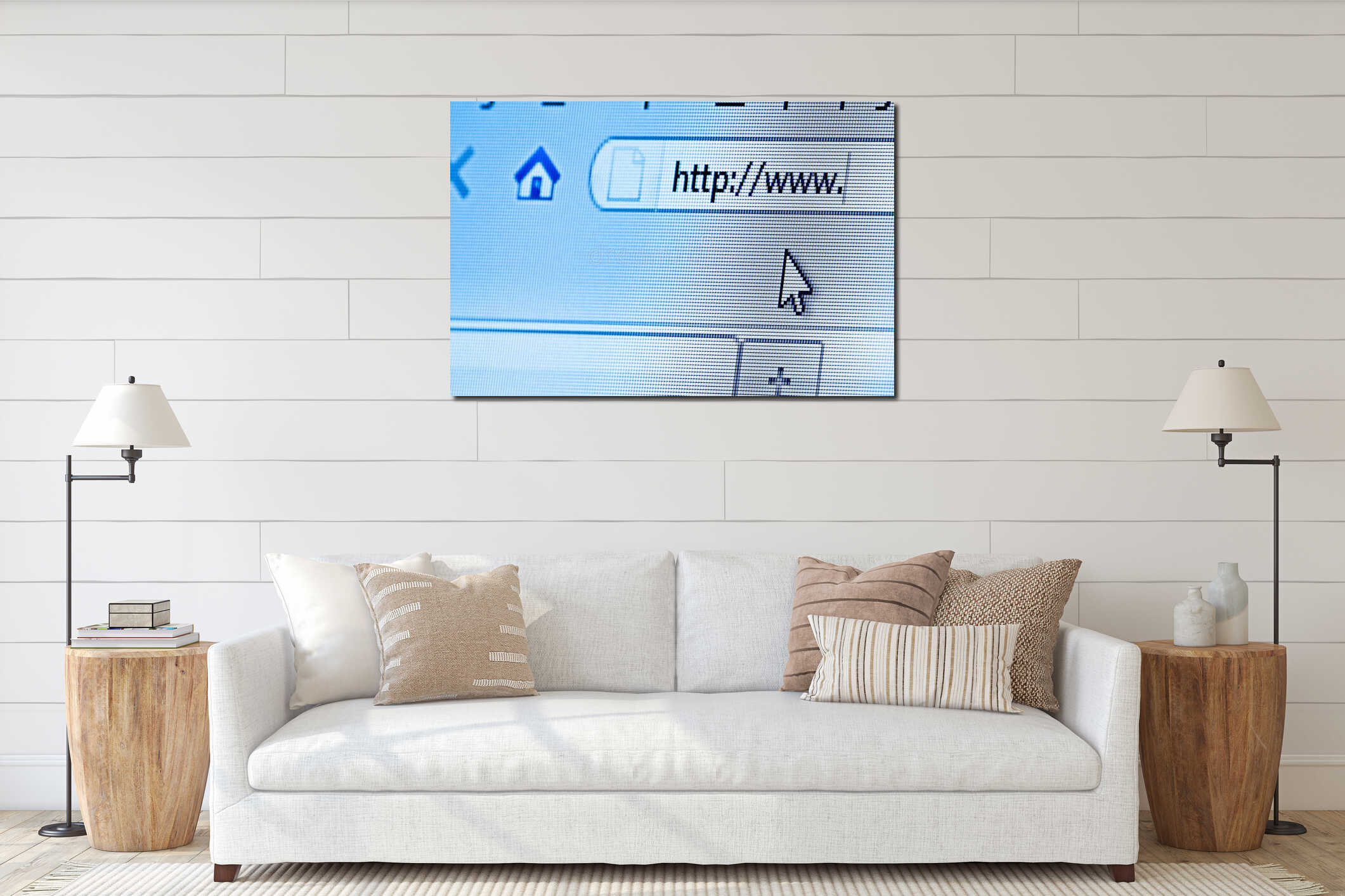 Canvas hanging interior mockup