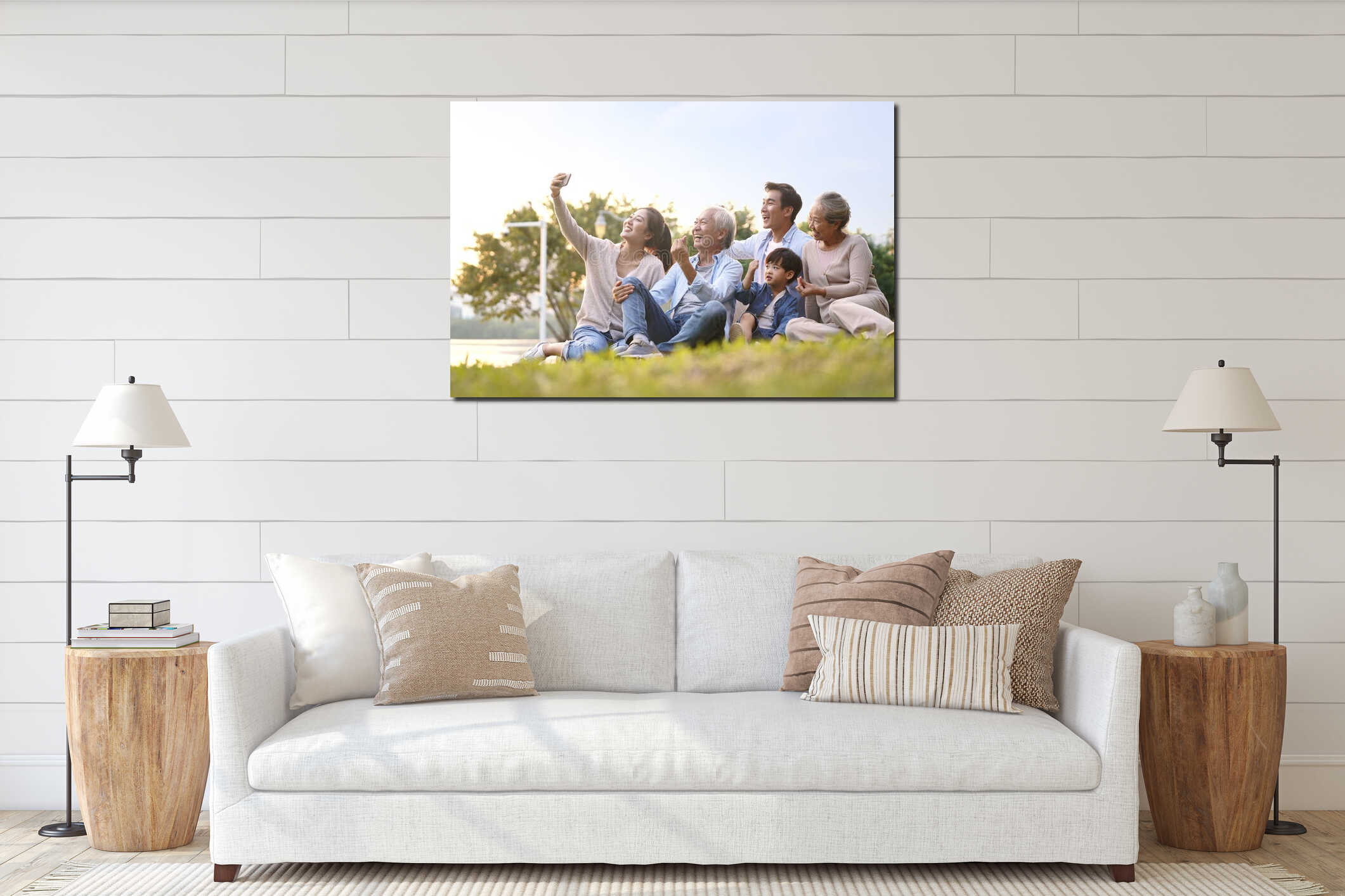 Canvas hanging interior mockup