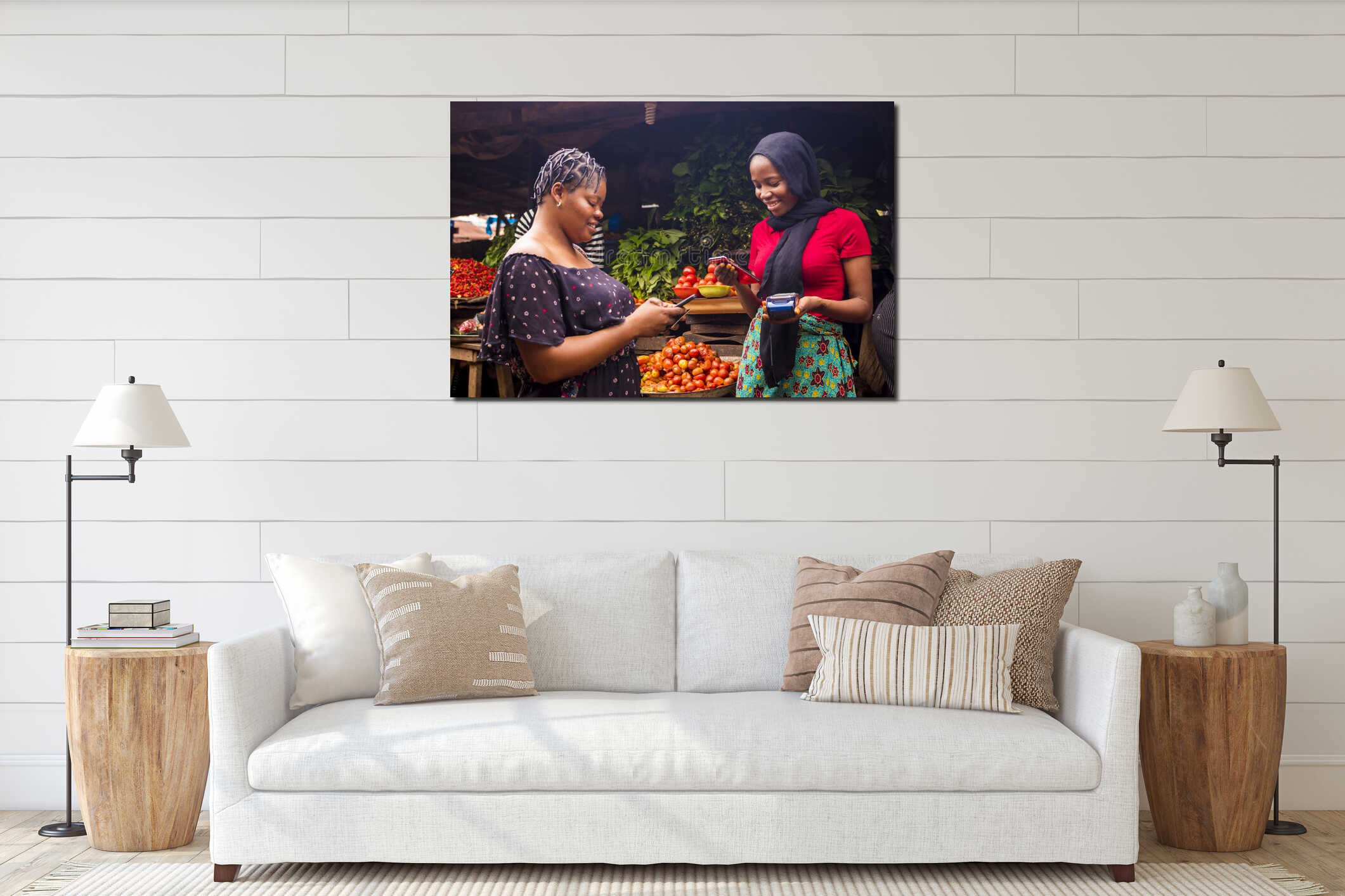 Canvas hanging interior mockup