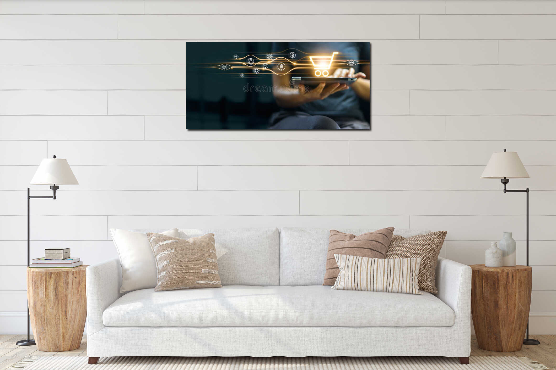 Canvas hanging interior mockup