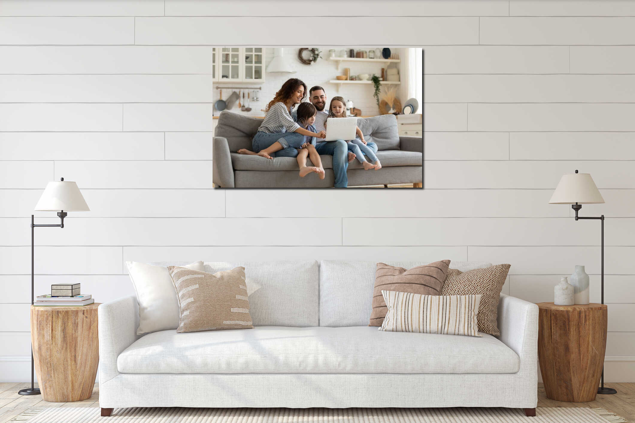 Canvas hanging interior mockup