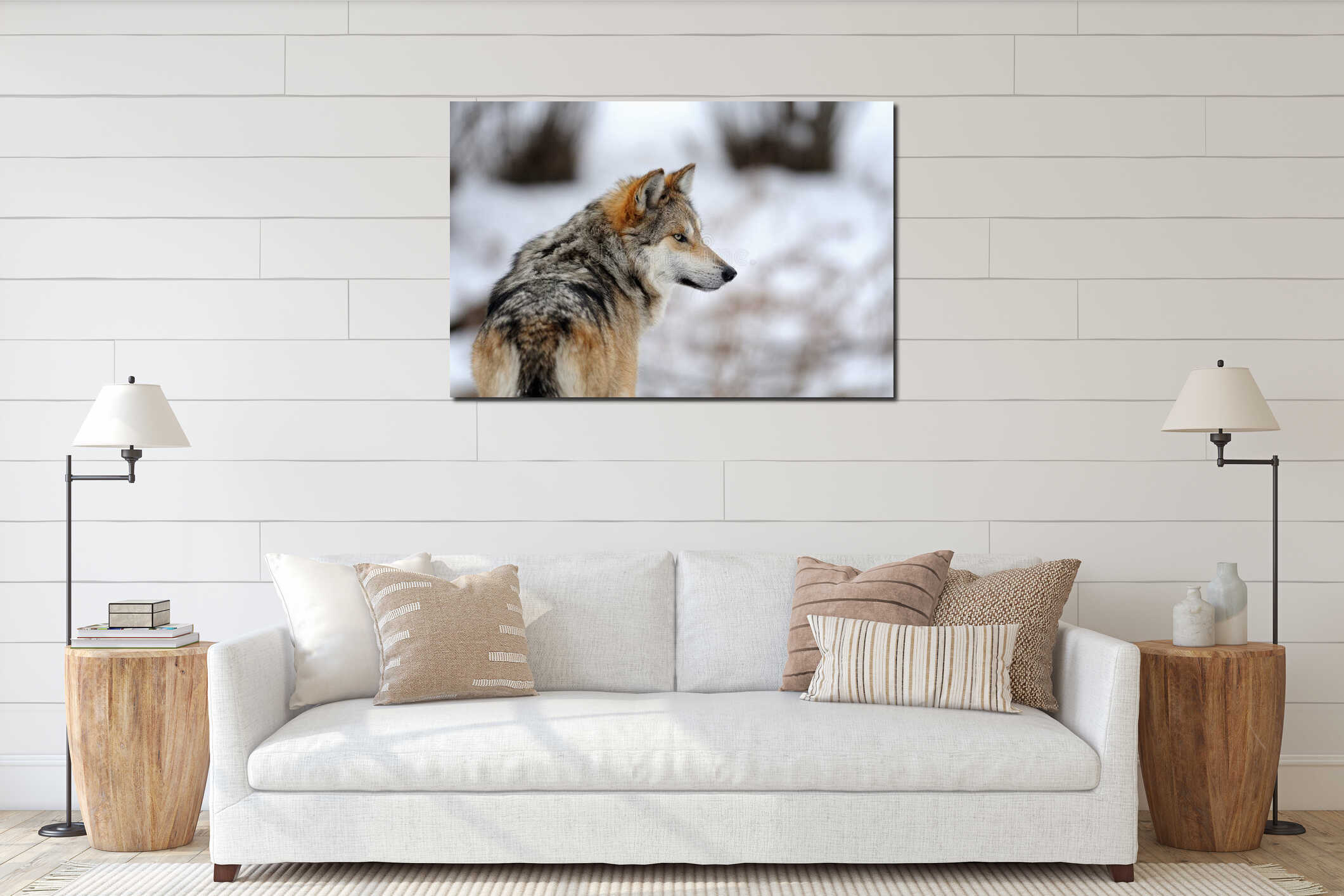 Canvas hanging interior mockup