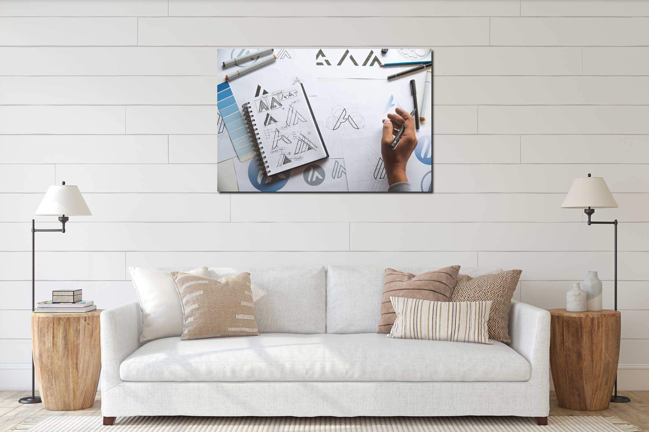 Canvas hanging interior mockup