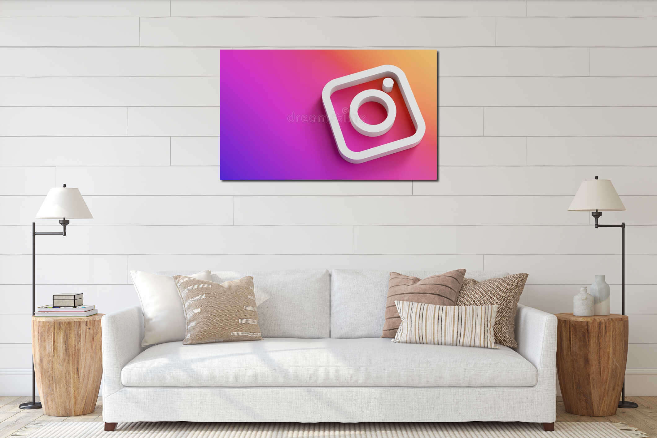 Canvas hanging interior mockup