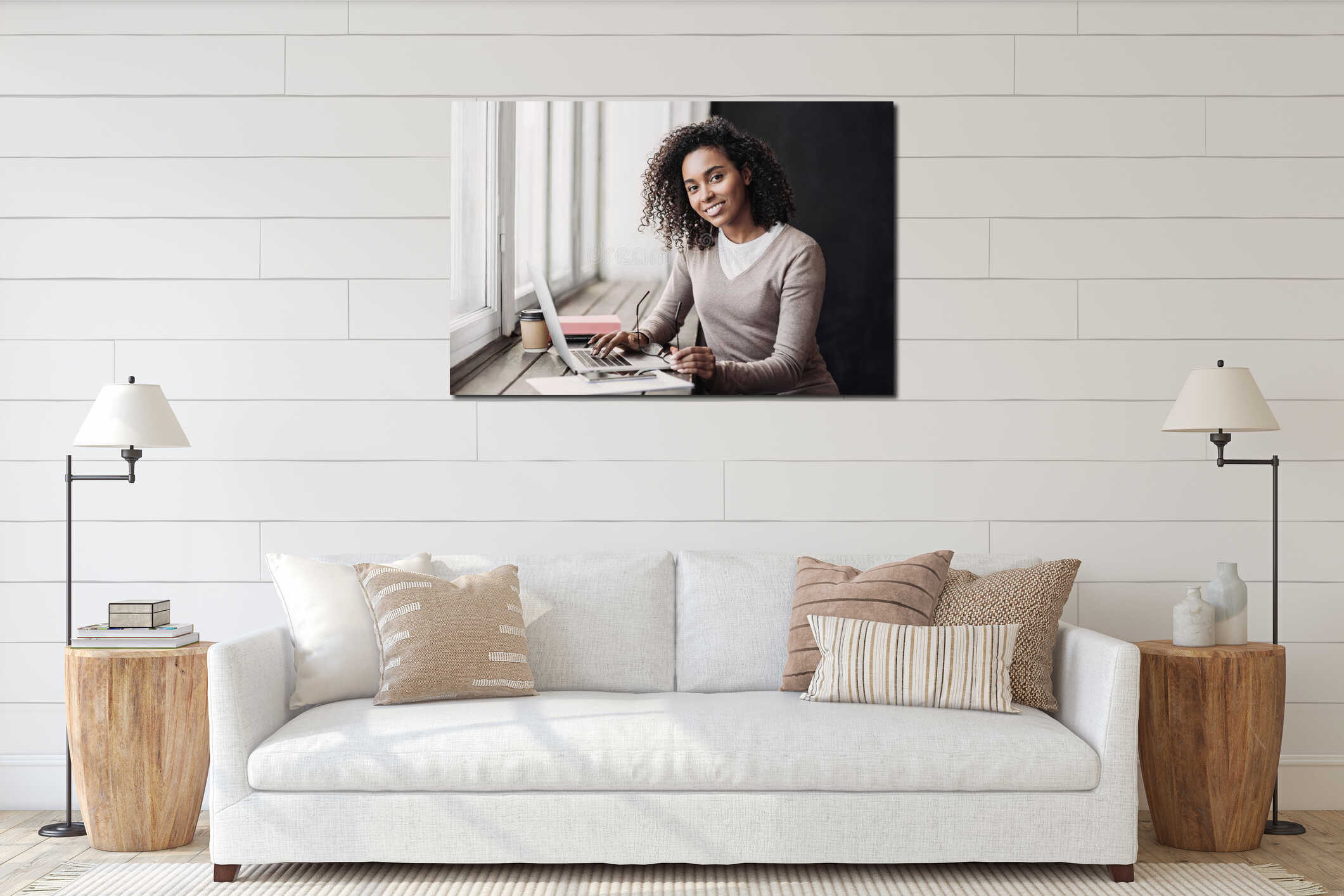 Canvas hanging interior mockup