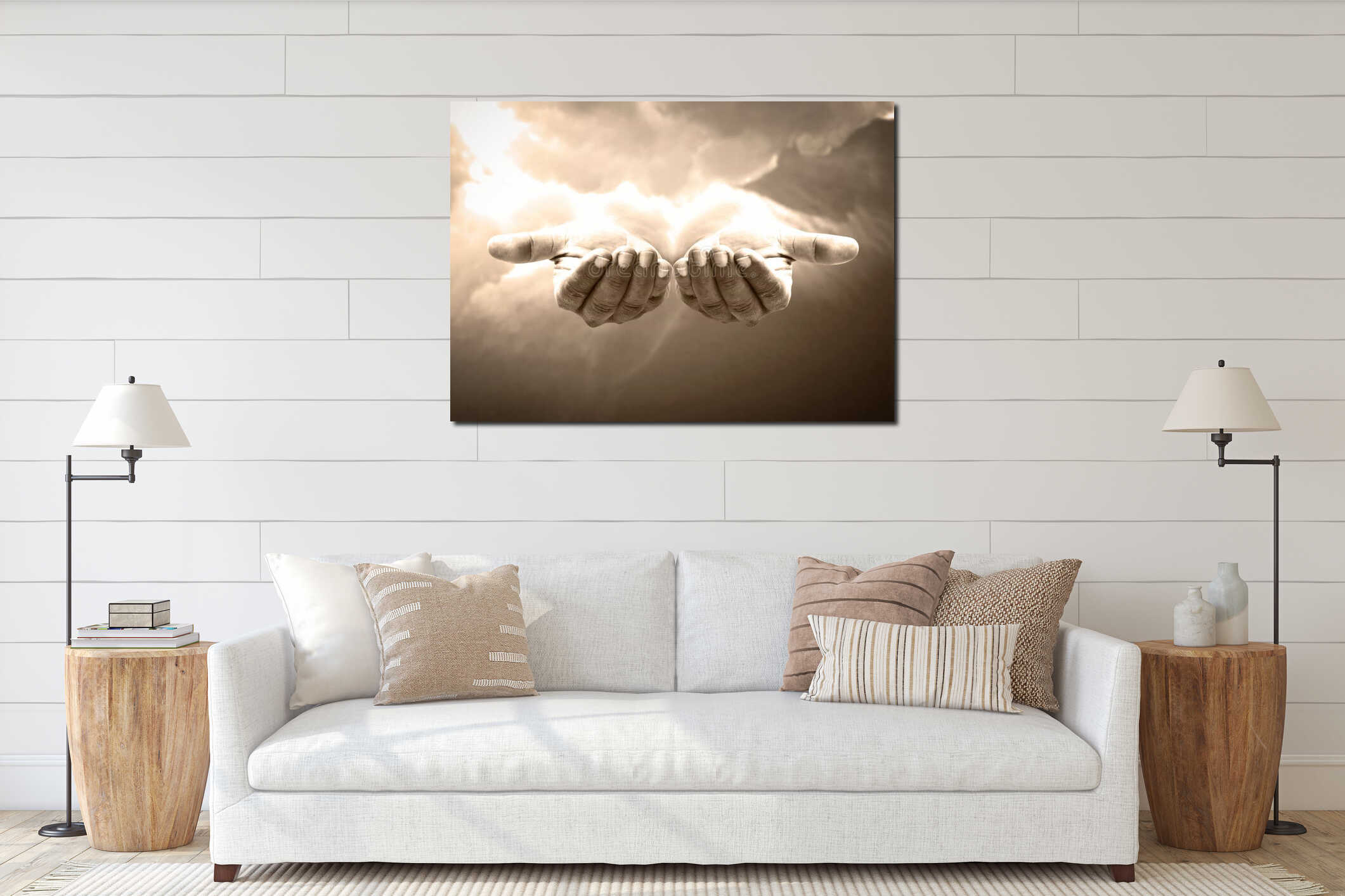 Canvas hanging interior mockup