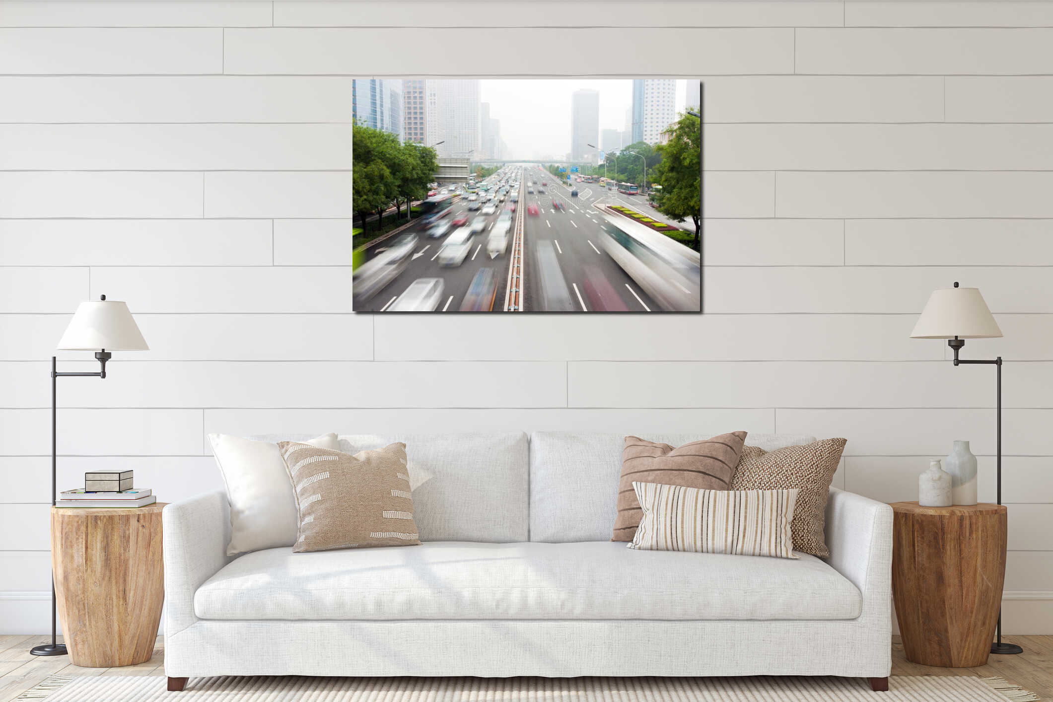 Canvas hanging interior mockup