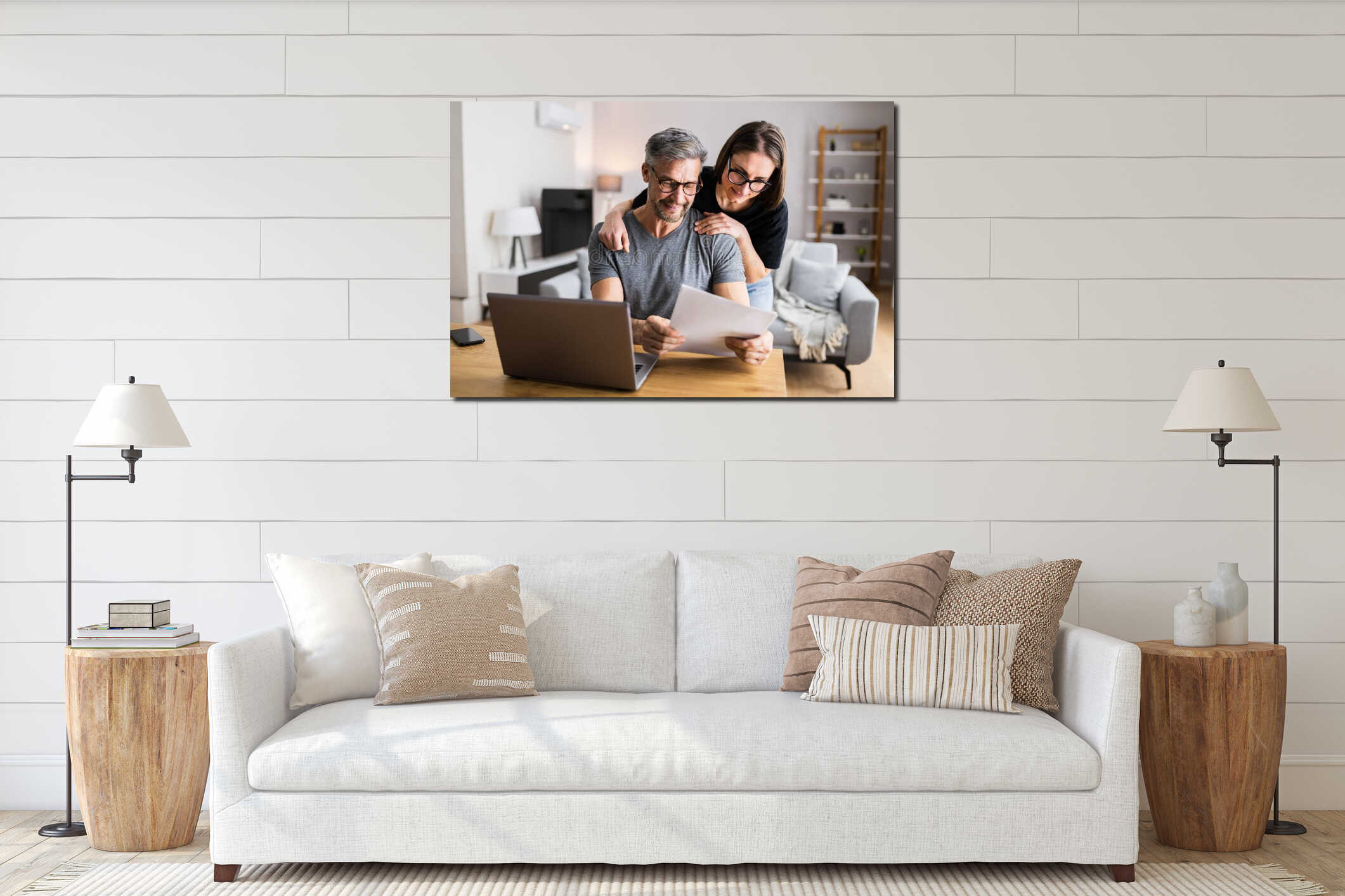 Canvas hanging interior mockup