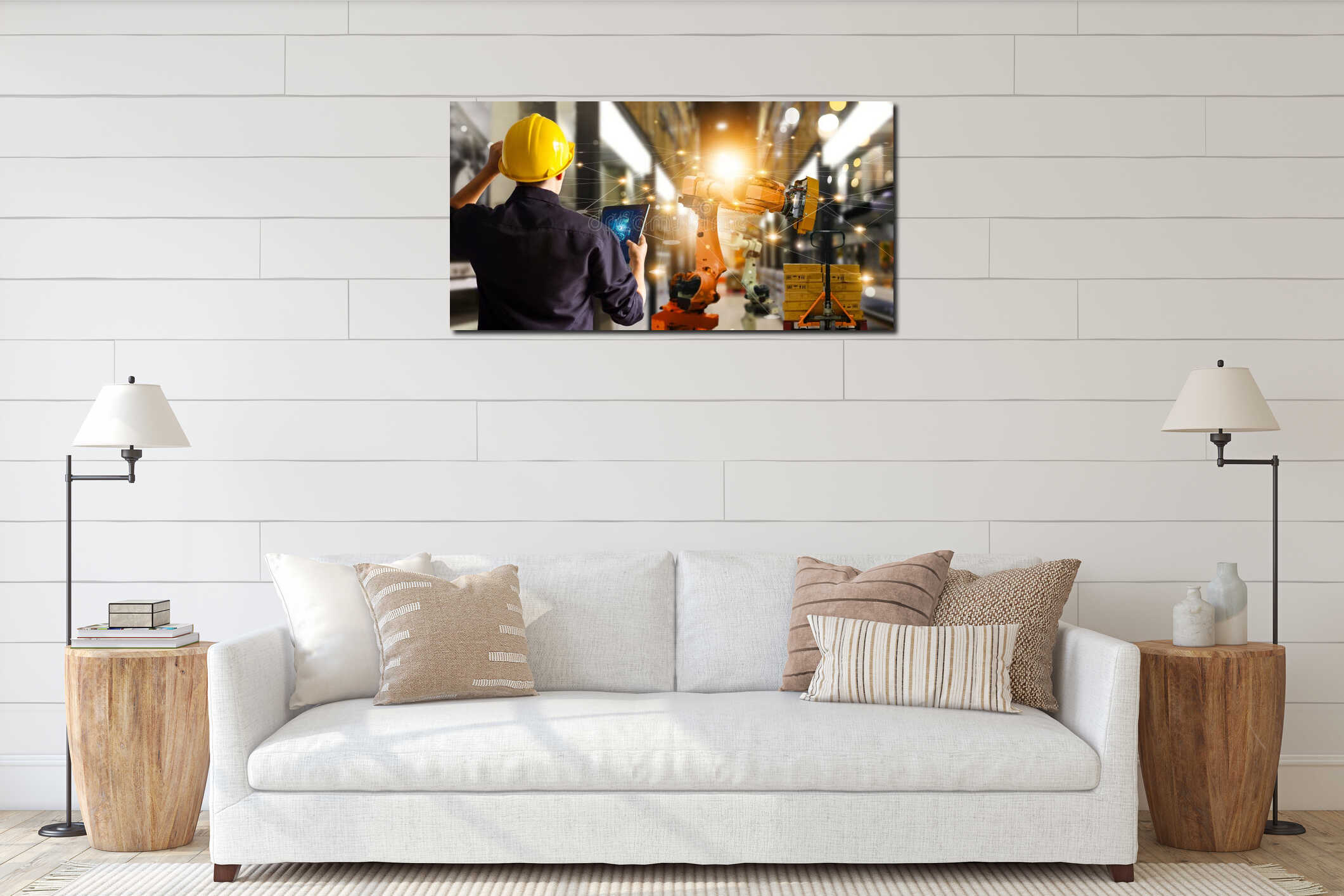 Canvas hanging interior mockup