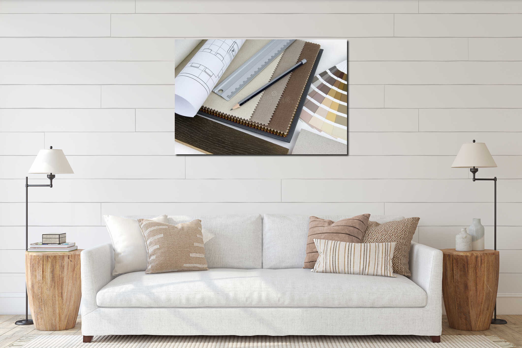 Canvas hanging interior mockup