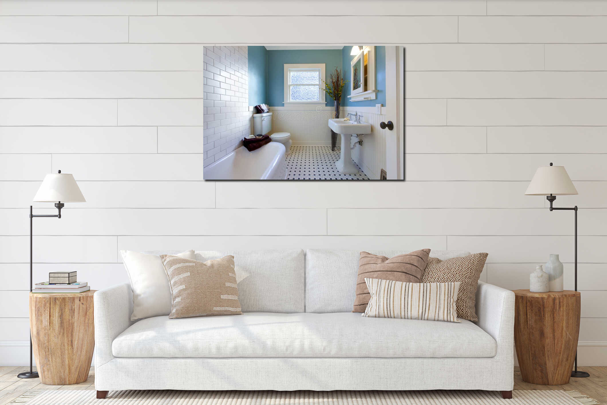 Canvas hanging interior mockup