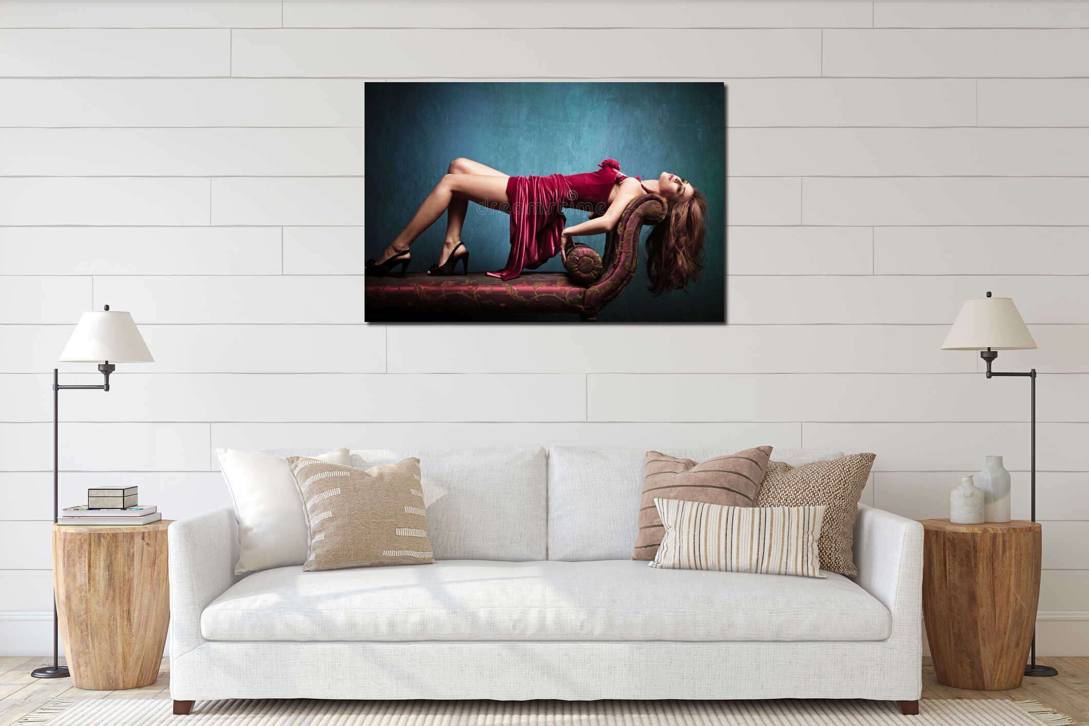 Canvas hanging interior mockup