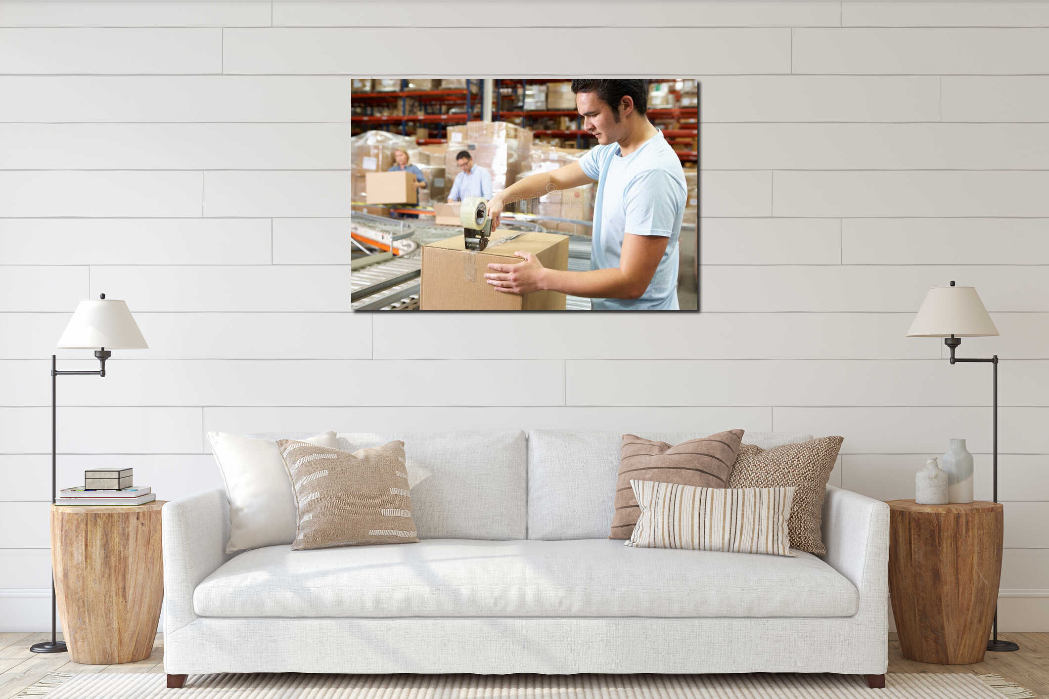 Canvas hanging interior mockup