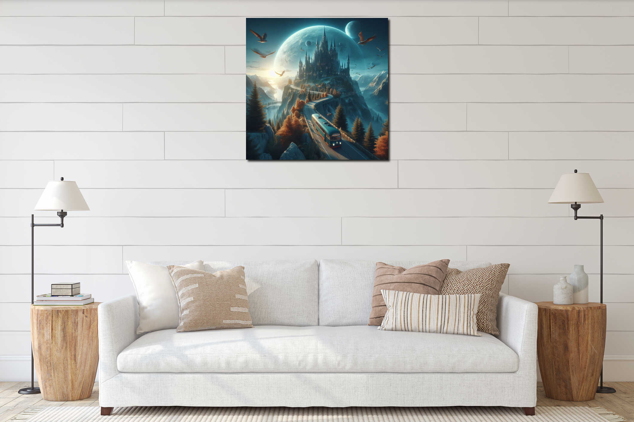 Canvas hanging interior mockup