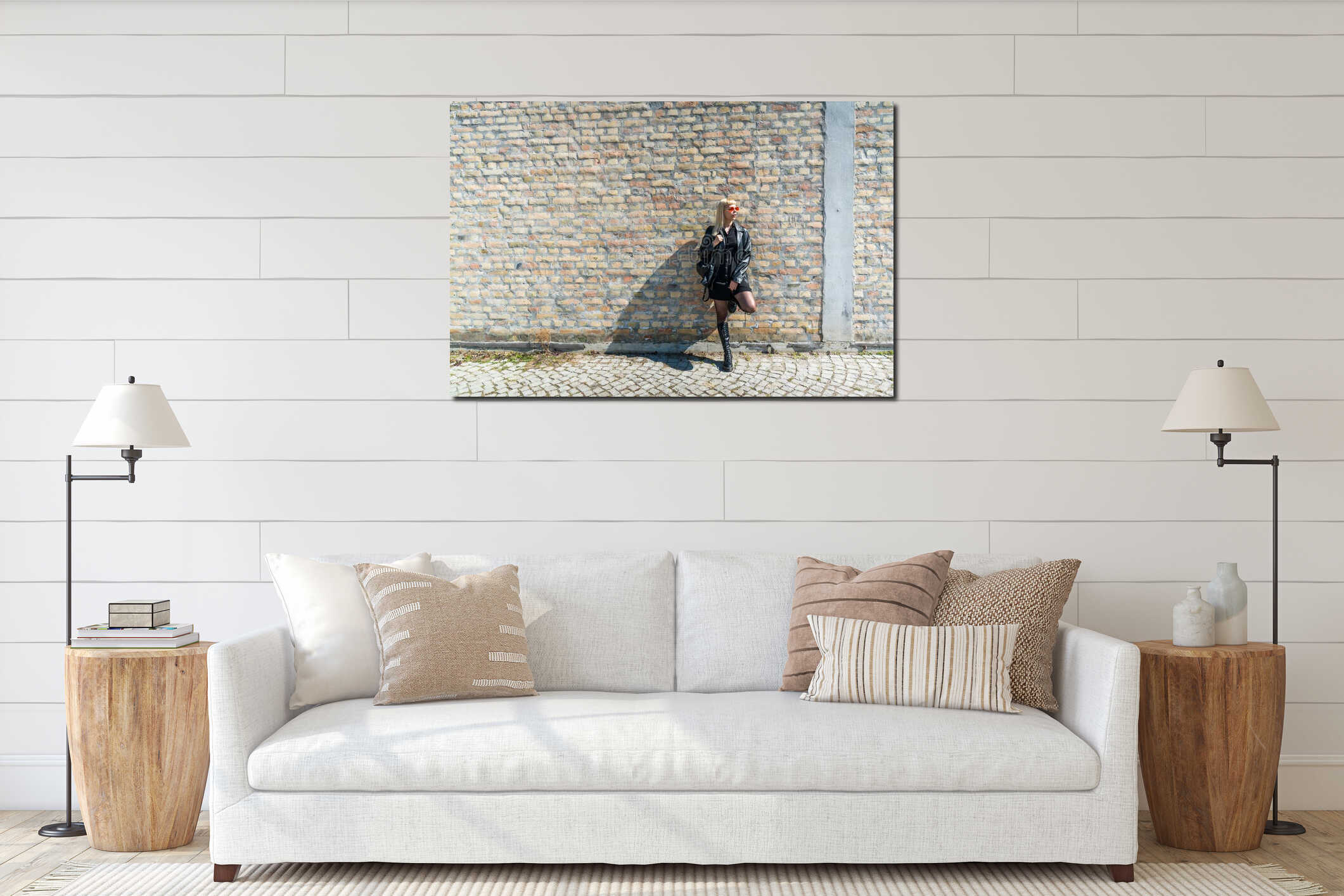 Canvas hanging interior mockup