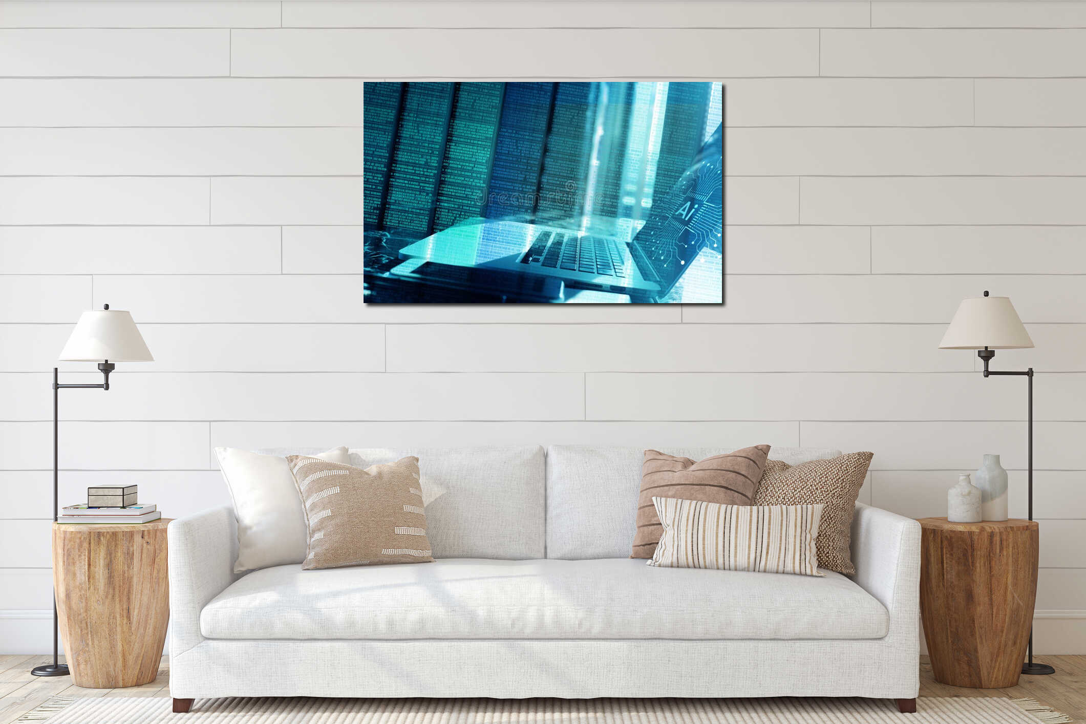 Canvas hanging interior mockup