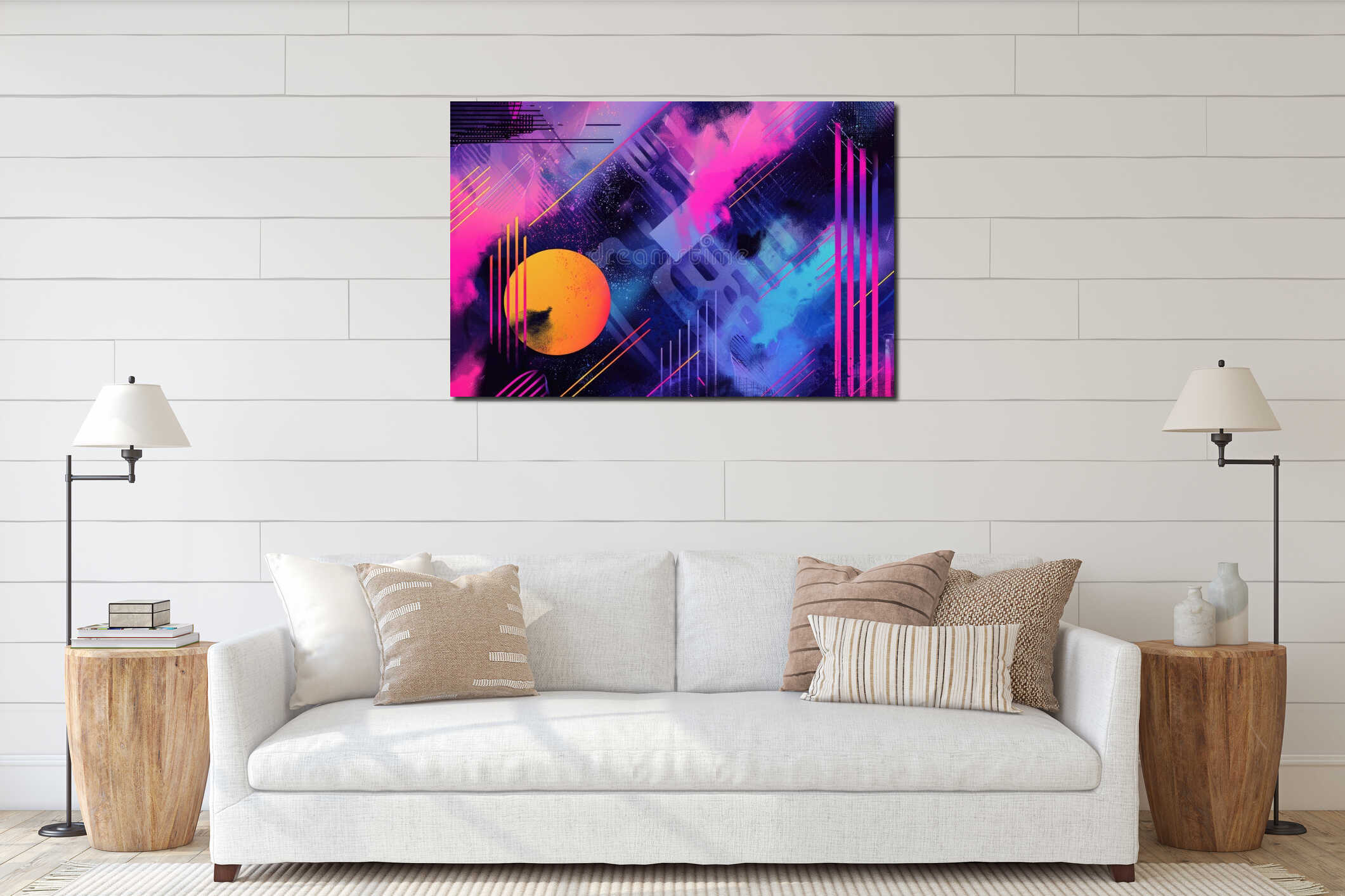 Canvas hanging interior mockup