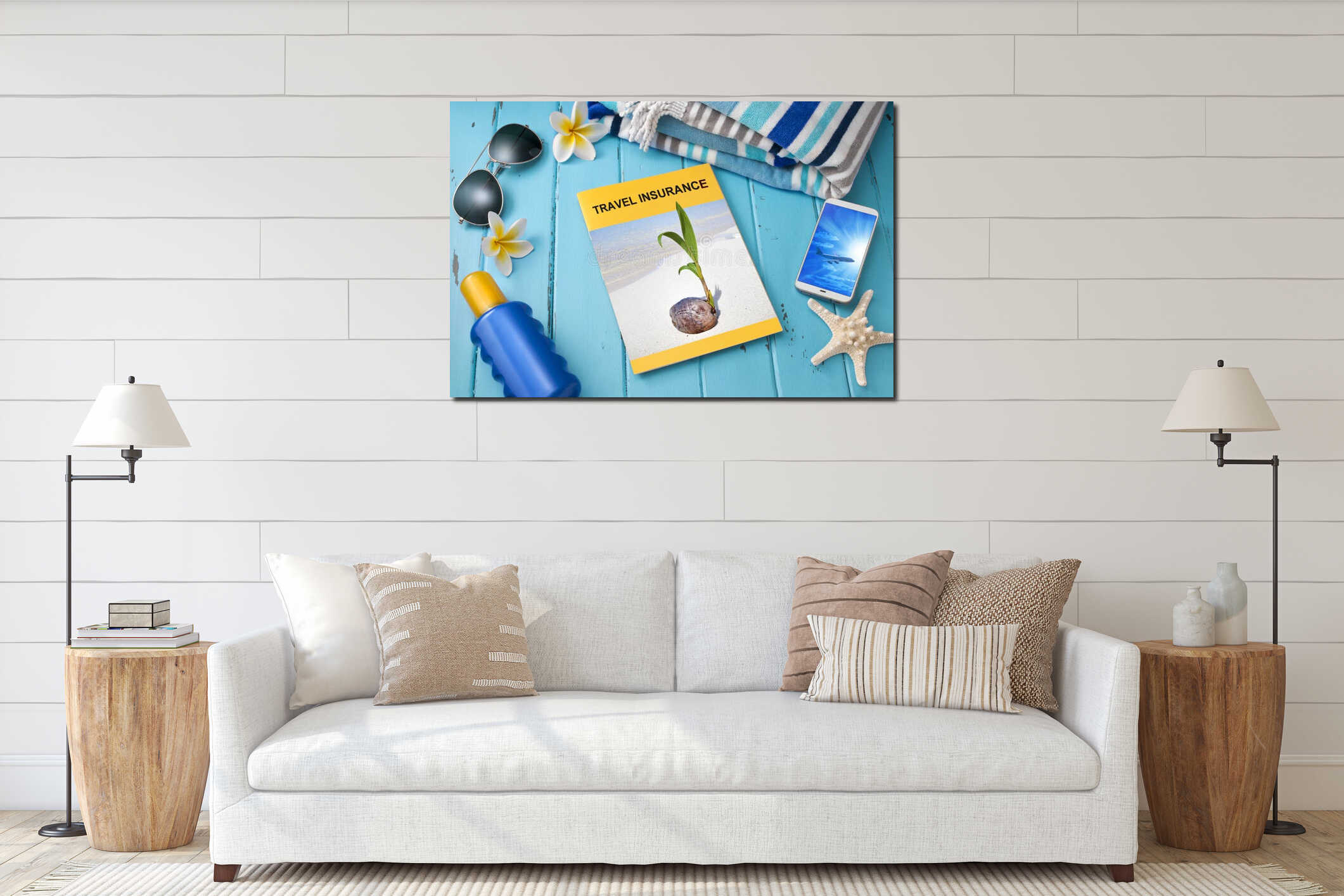 Canvas hanging interior mockup