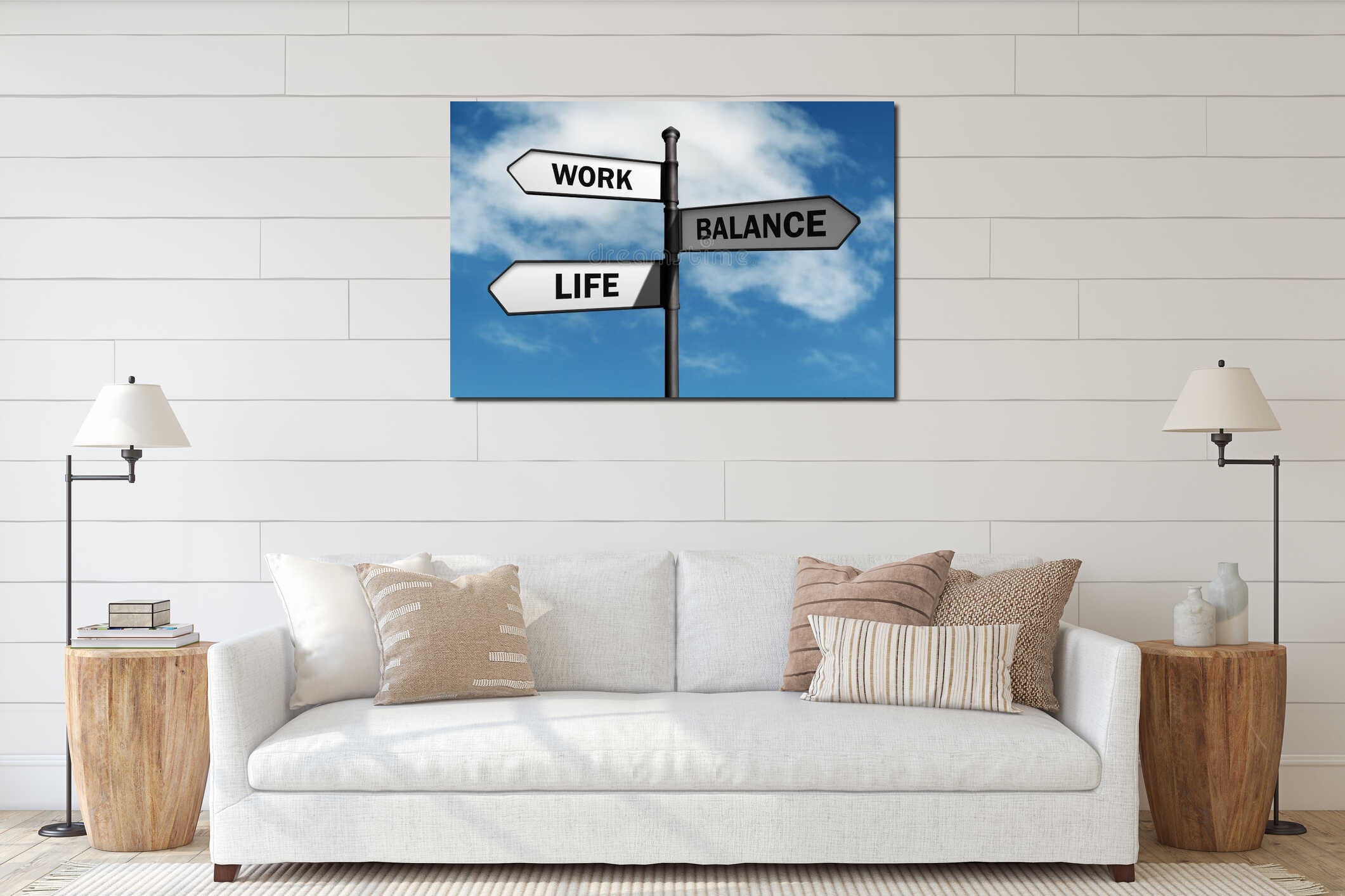 Canvas hanging interior mockup