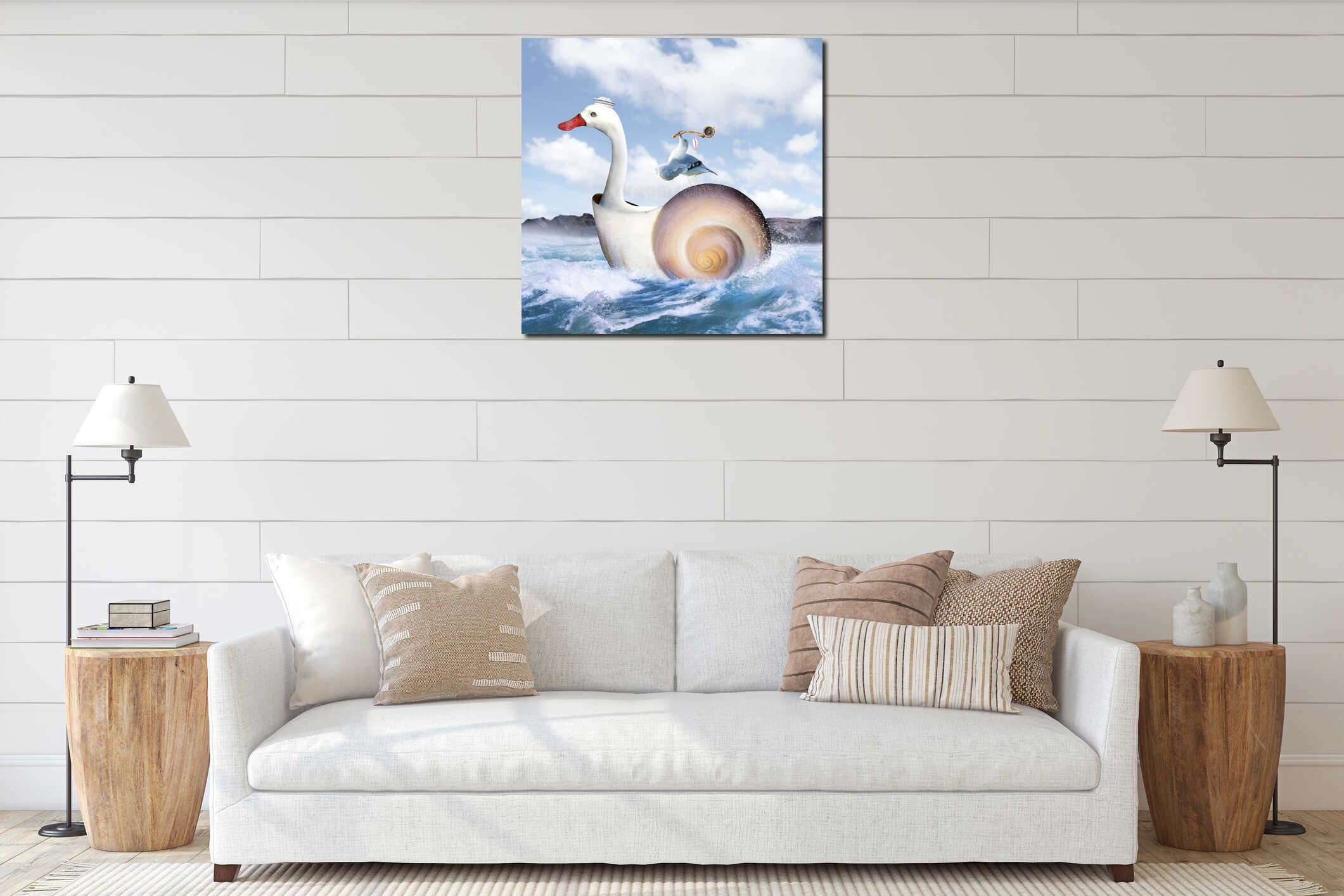 Canvas hanging interior mockup