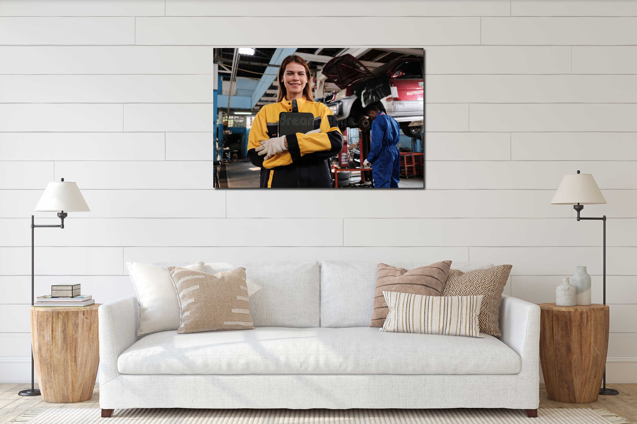 Canvas hanging interior mockup