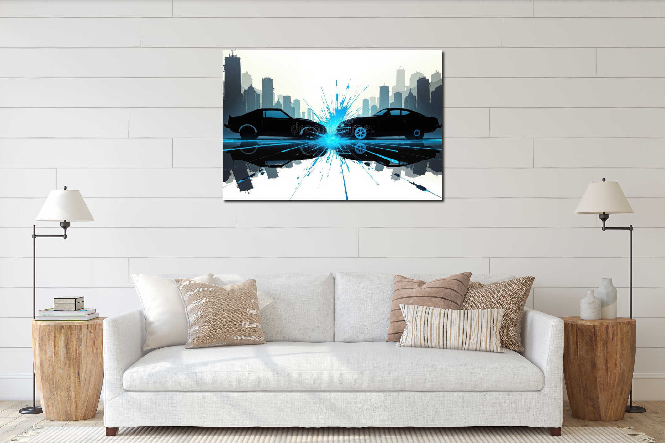 Canvas hanging interior mockup