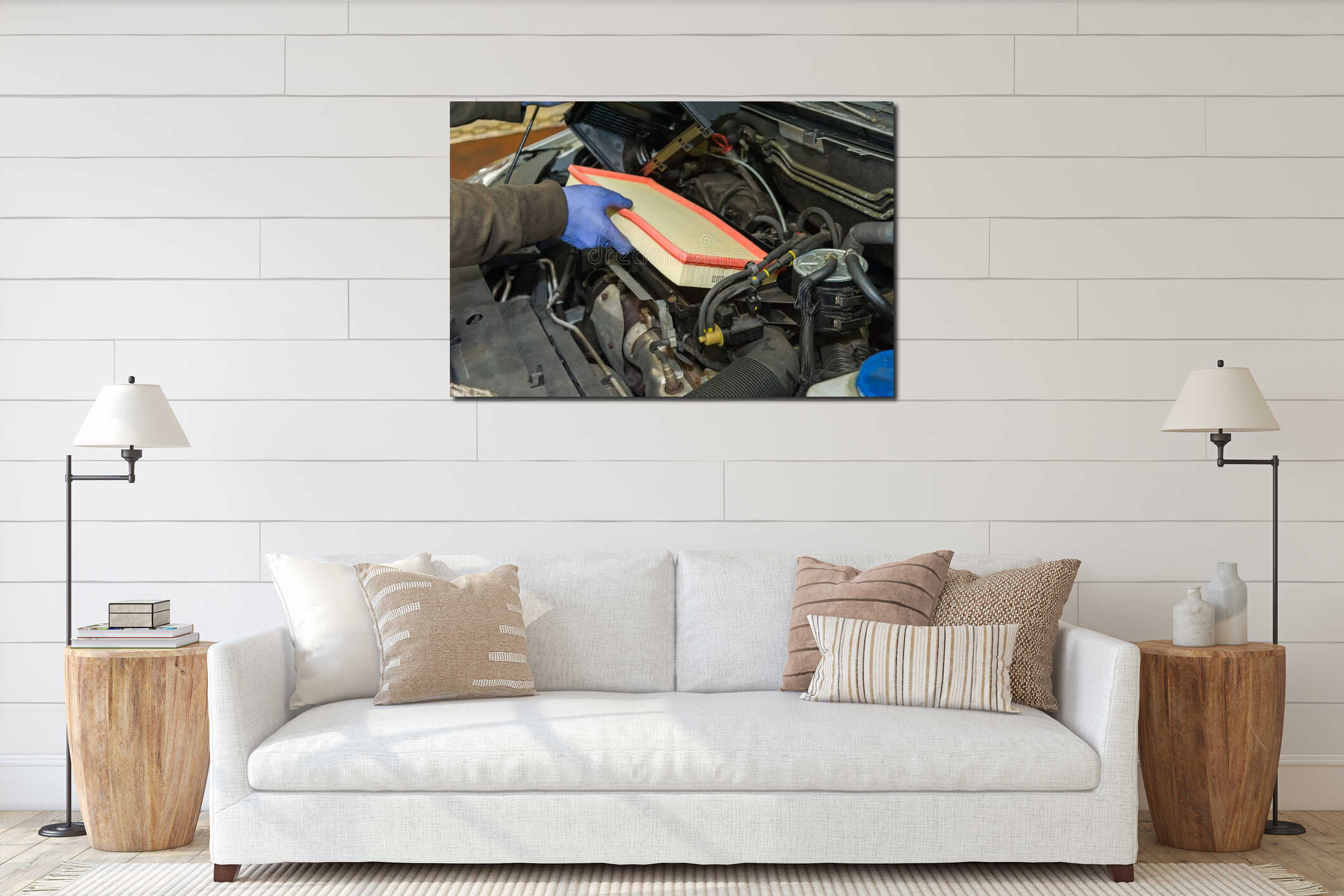 Canvas hanging interior mockup