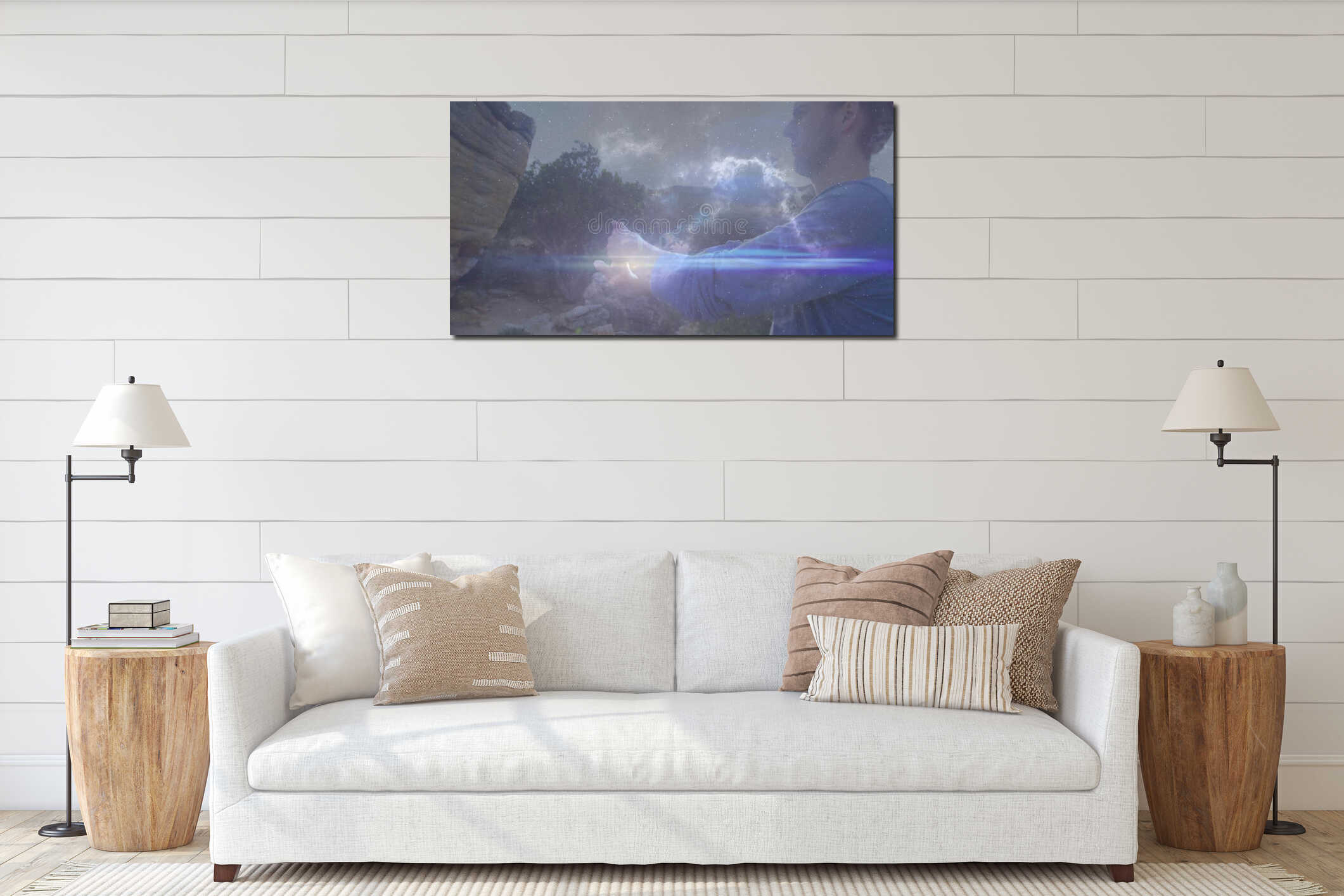Canvas hanging interior mockup