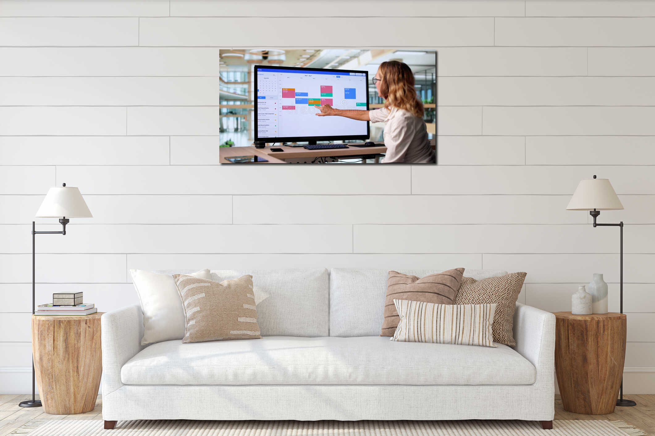 Canvas hanging interior mockup