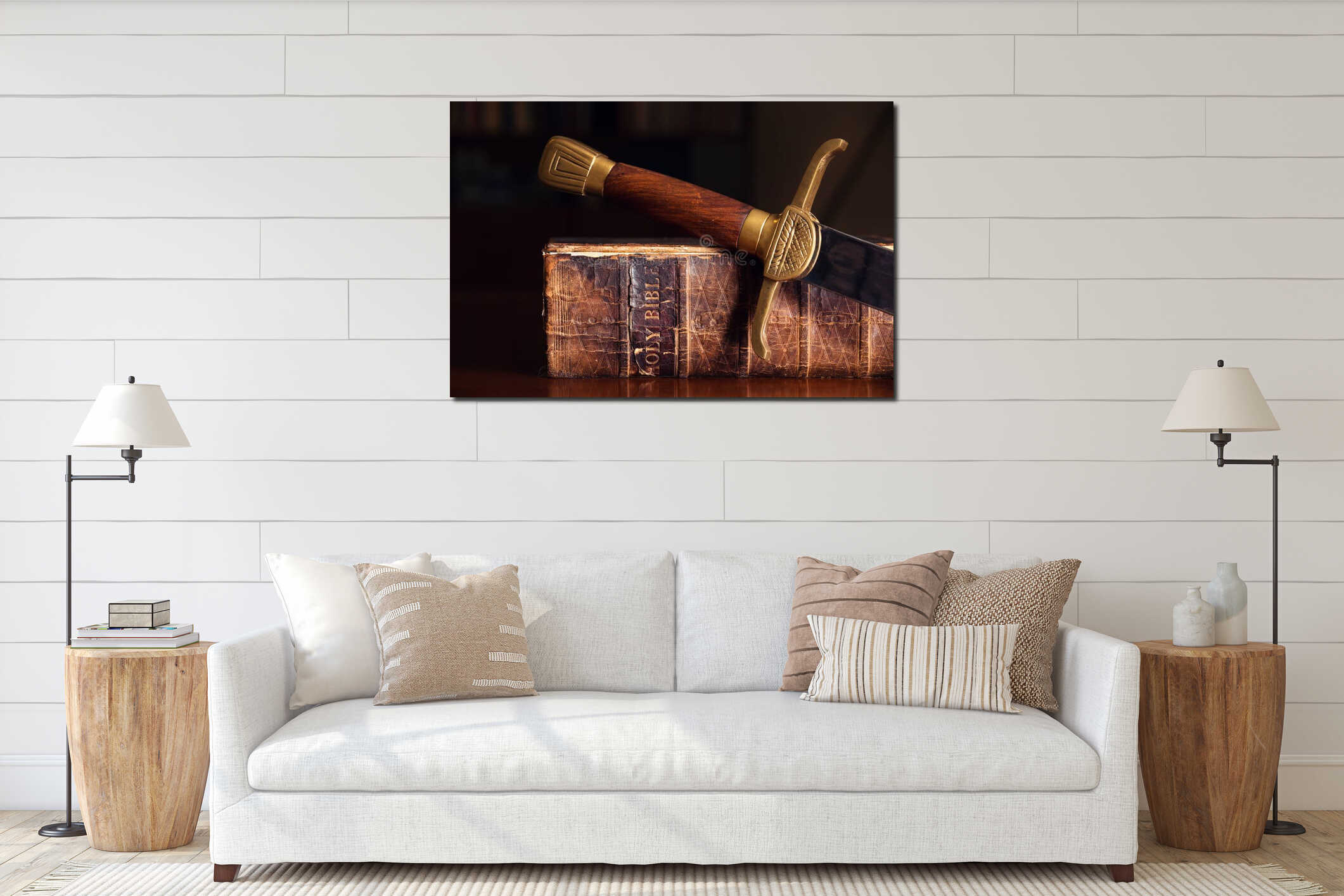 Canvas hanging interior mockup