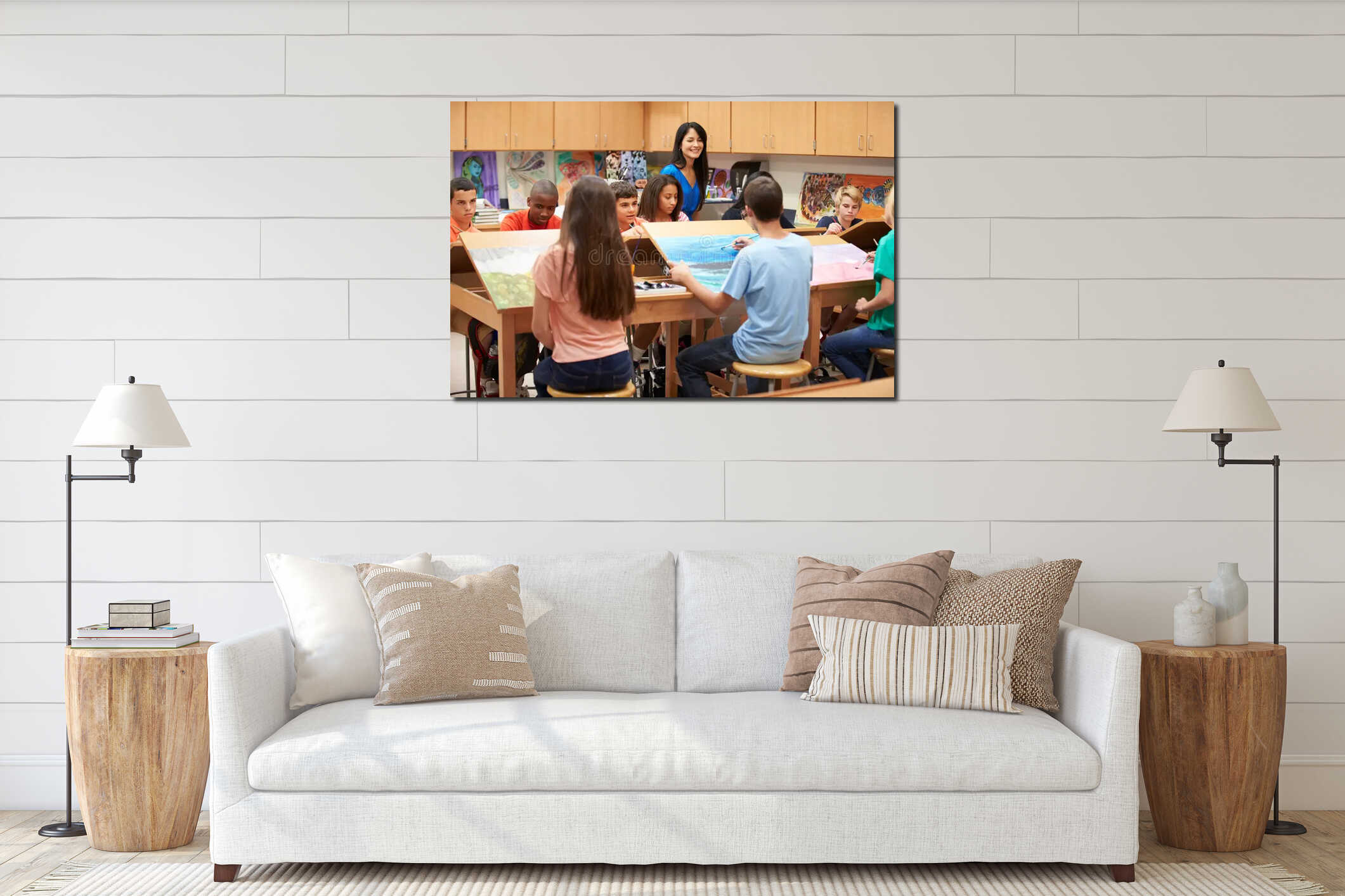 Canvas hanging interior mockup