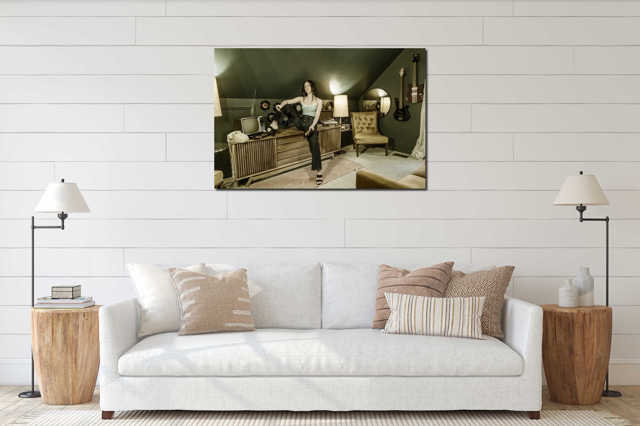 Canvas hanging interior mockup