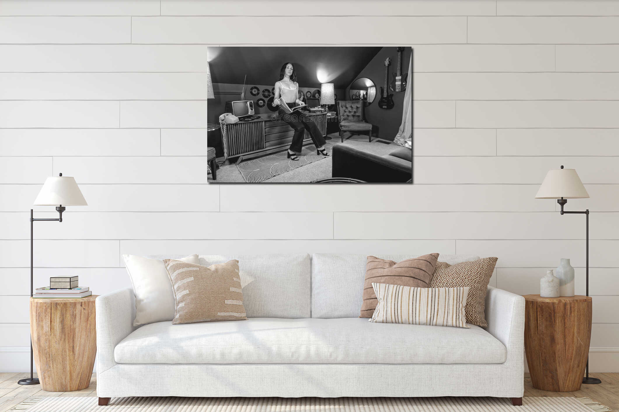Canvas hanging interior mockup